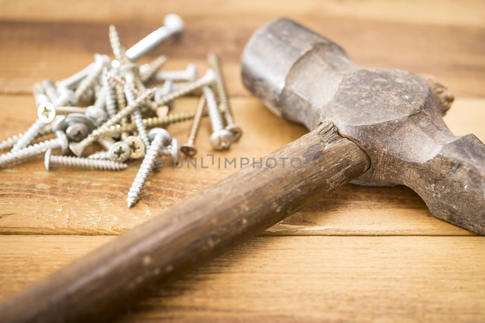 Group of  old oxide vintage tools. screws