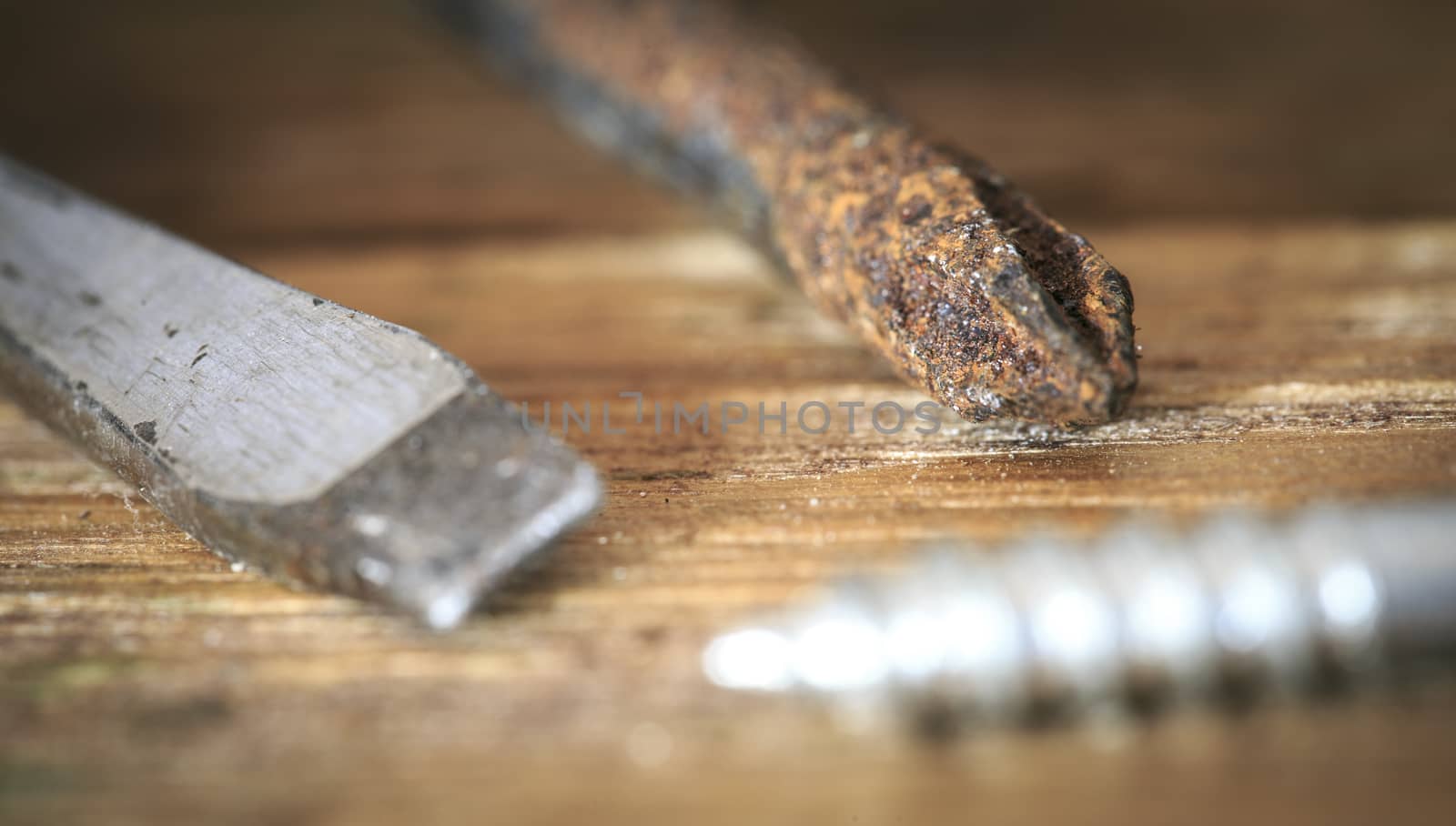 Group of  old oxide vintage tools. 