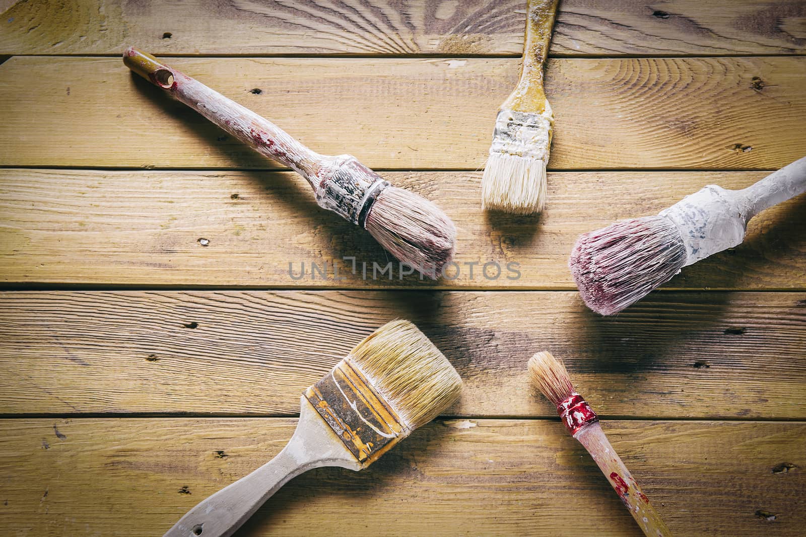 Group of  old oxide vintage tools. Paintbrushes