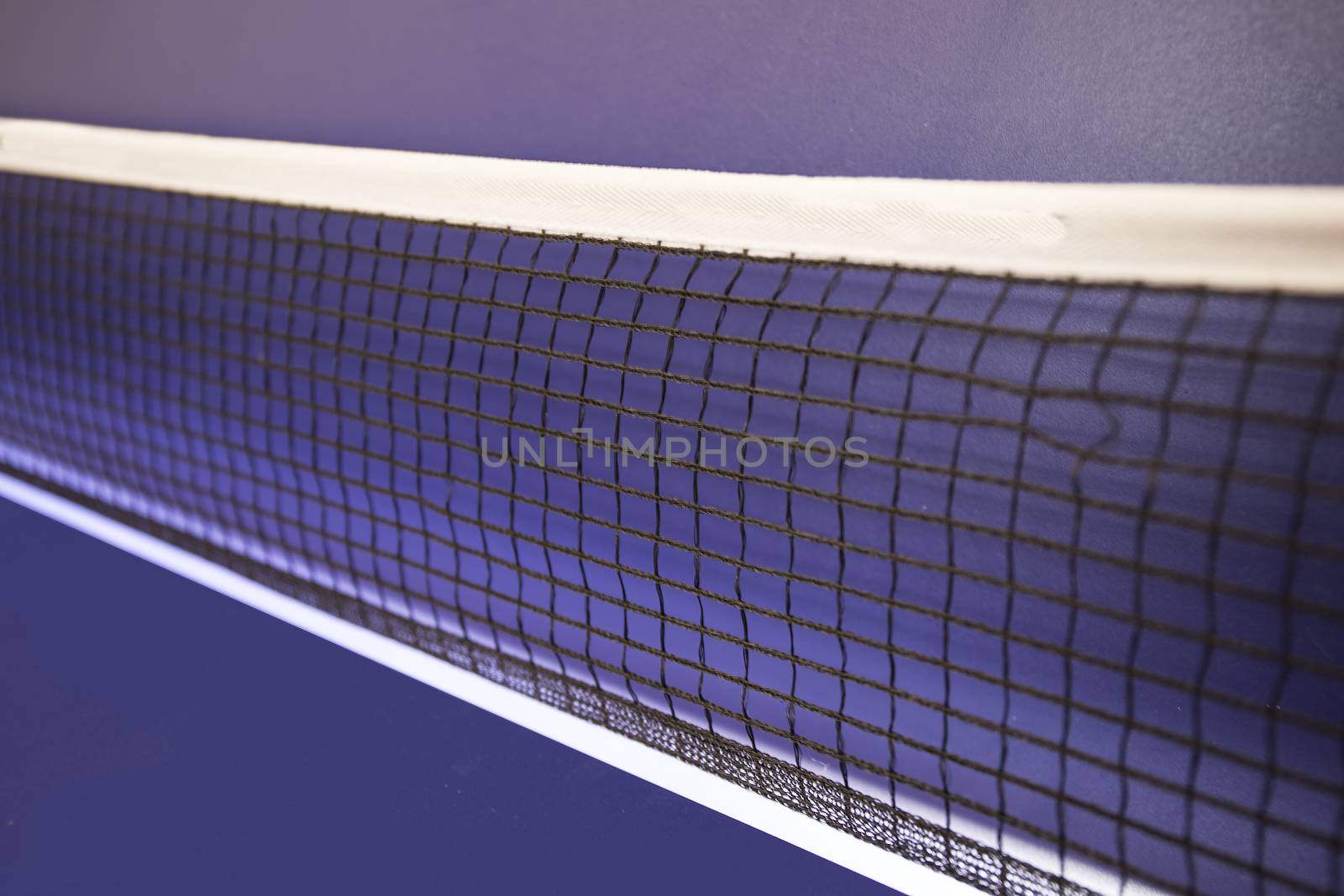 Ping pong net in a blue table by nachrc2001