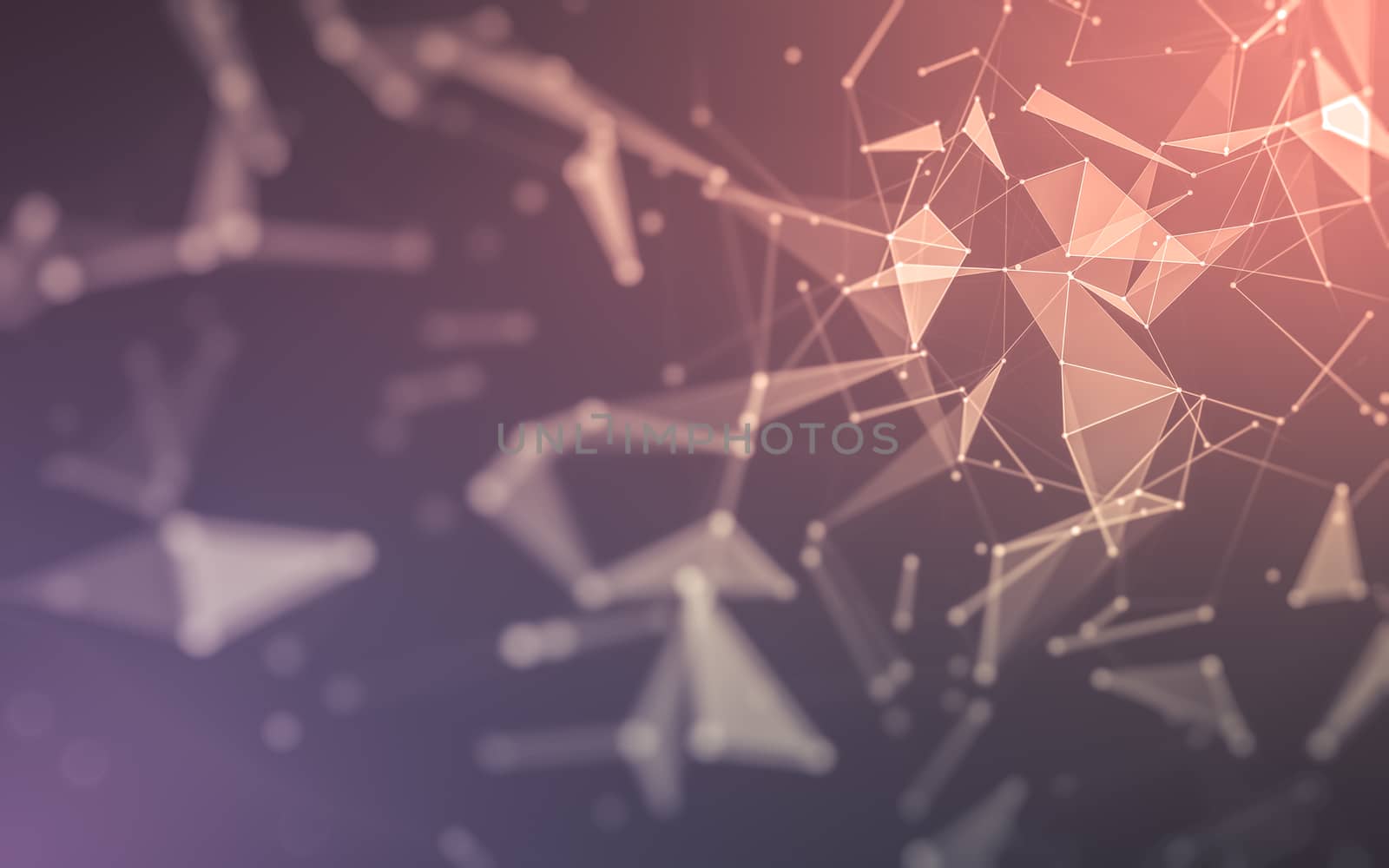 Abstract polygonal space low poly dark background with connecting dots and lines. Connection structure. 3d rendering