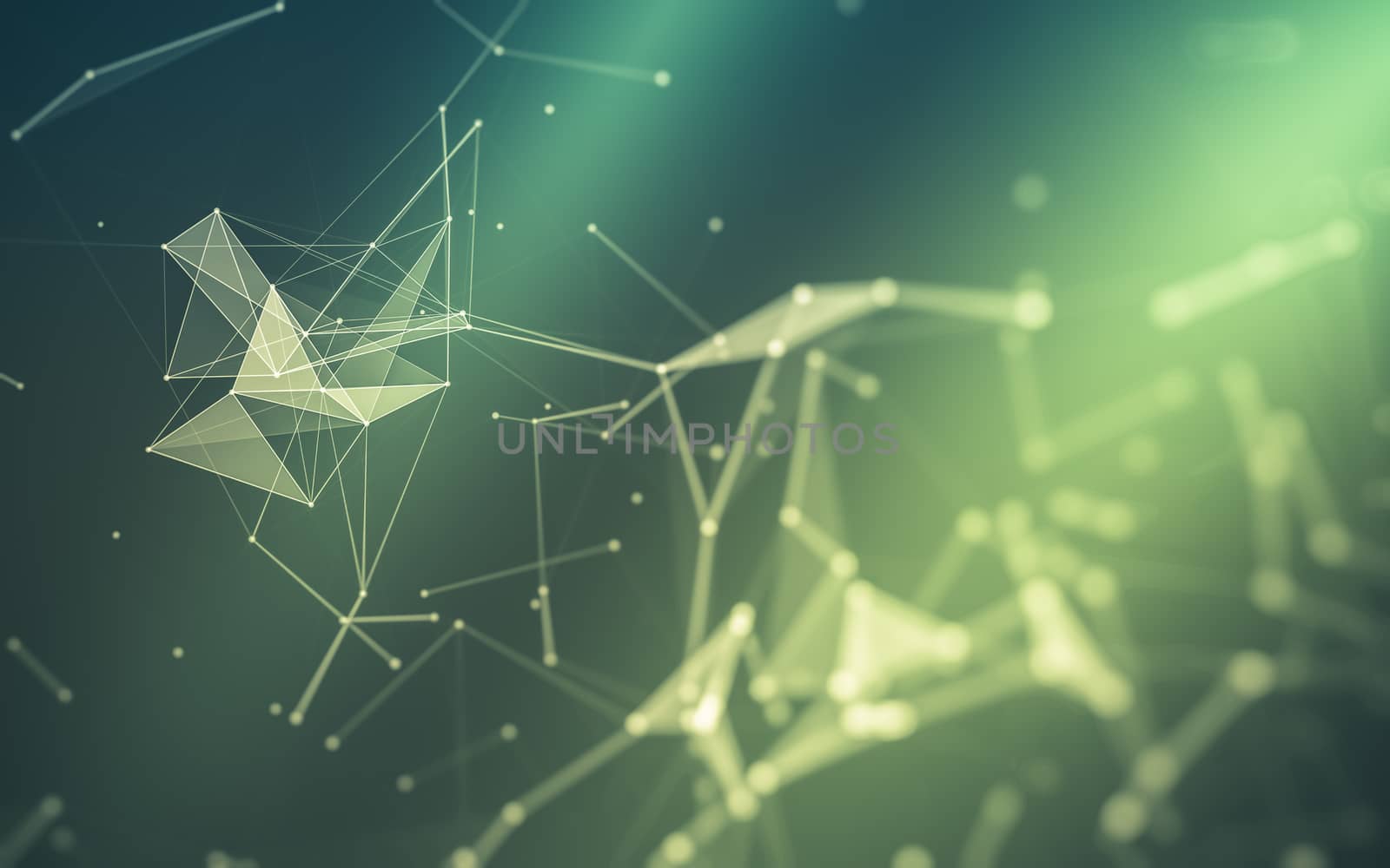 Abstract polygonal space low poly dark background, 3d rendering by teerawit