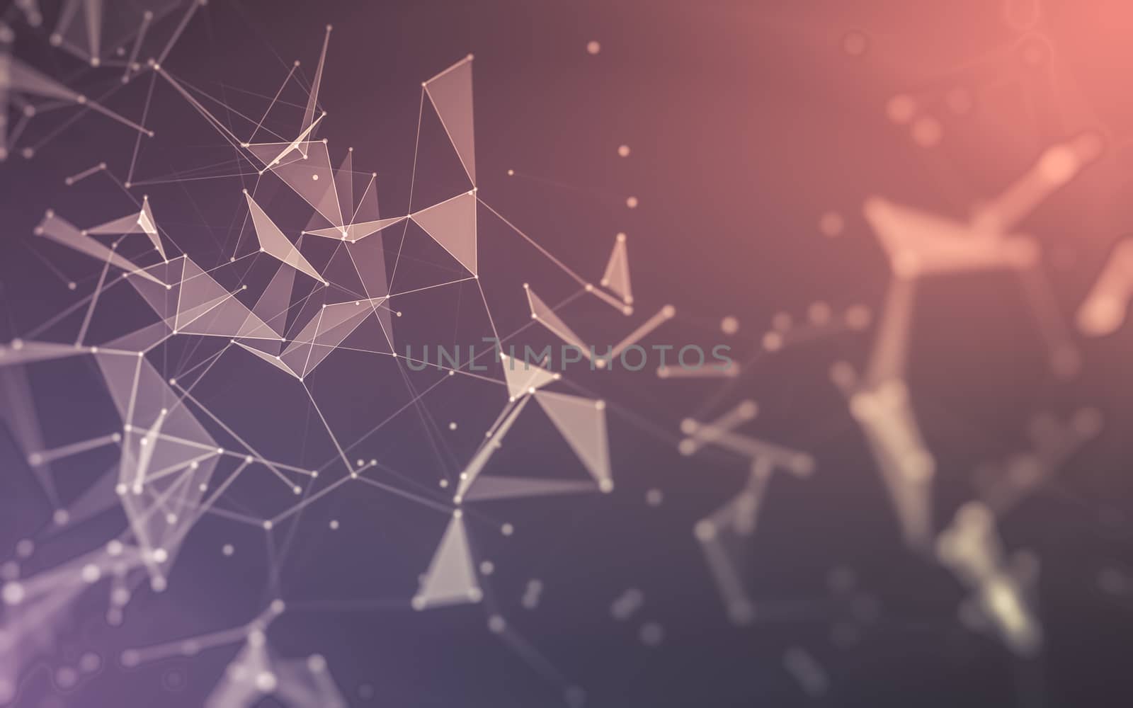 Abstract polygonal space low poly dark background with connecting dots and lines. Connection structure. 3d rendering