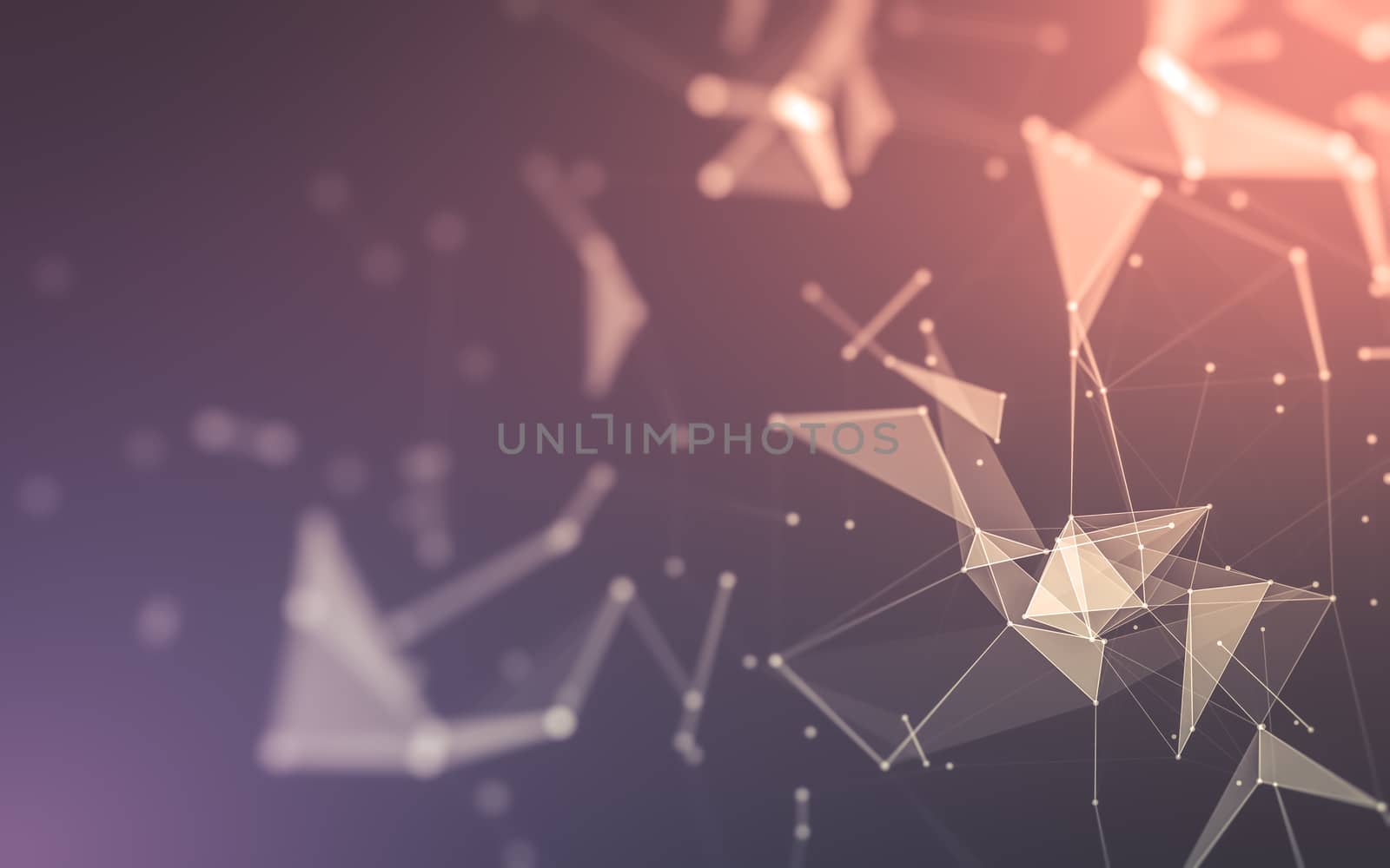 Abstract polygonal space low poly dark background with connecting dots and lines. Connection structure. 3d rendering