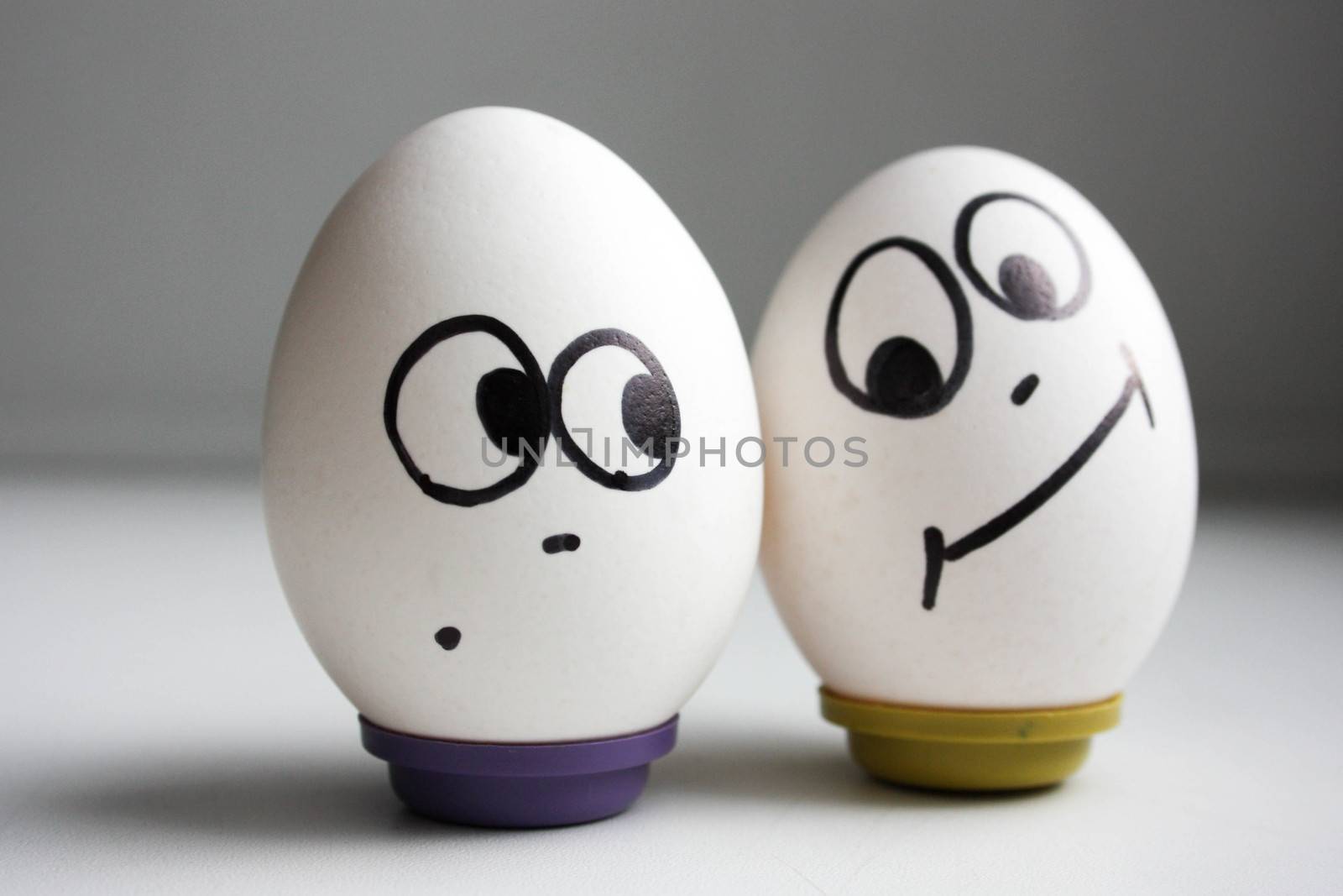 funny funny eggs. two eggs the right food. photo for your design