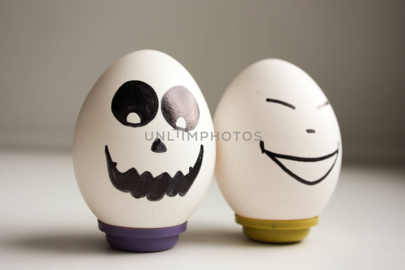 funny funny eggs. two eggs for halloween. photo for your design