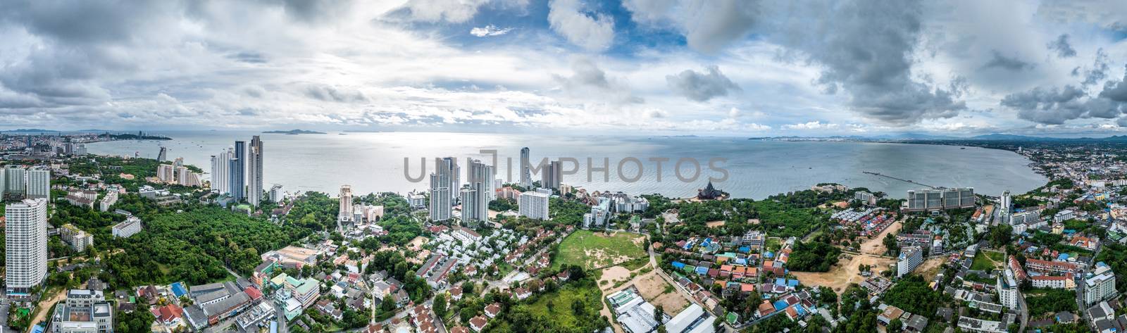 Aerial view panorama of pattaya beach in Thailand