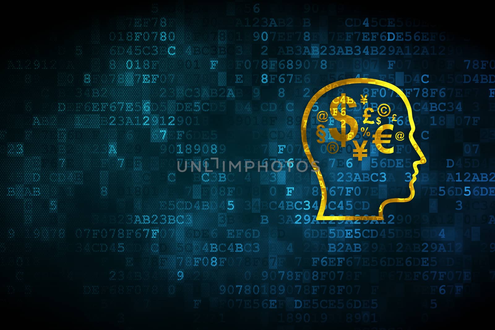 Education concept: Head With Finance Symbol on digital background by maxkabakov