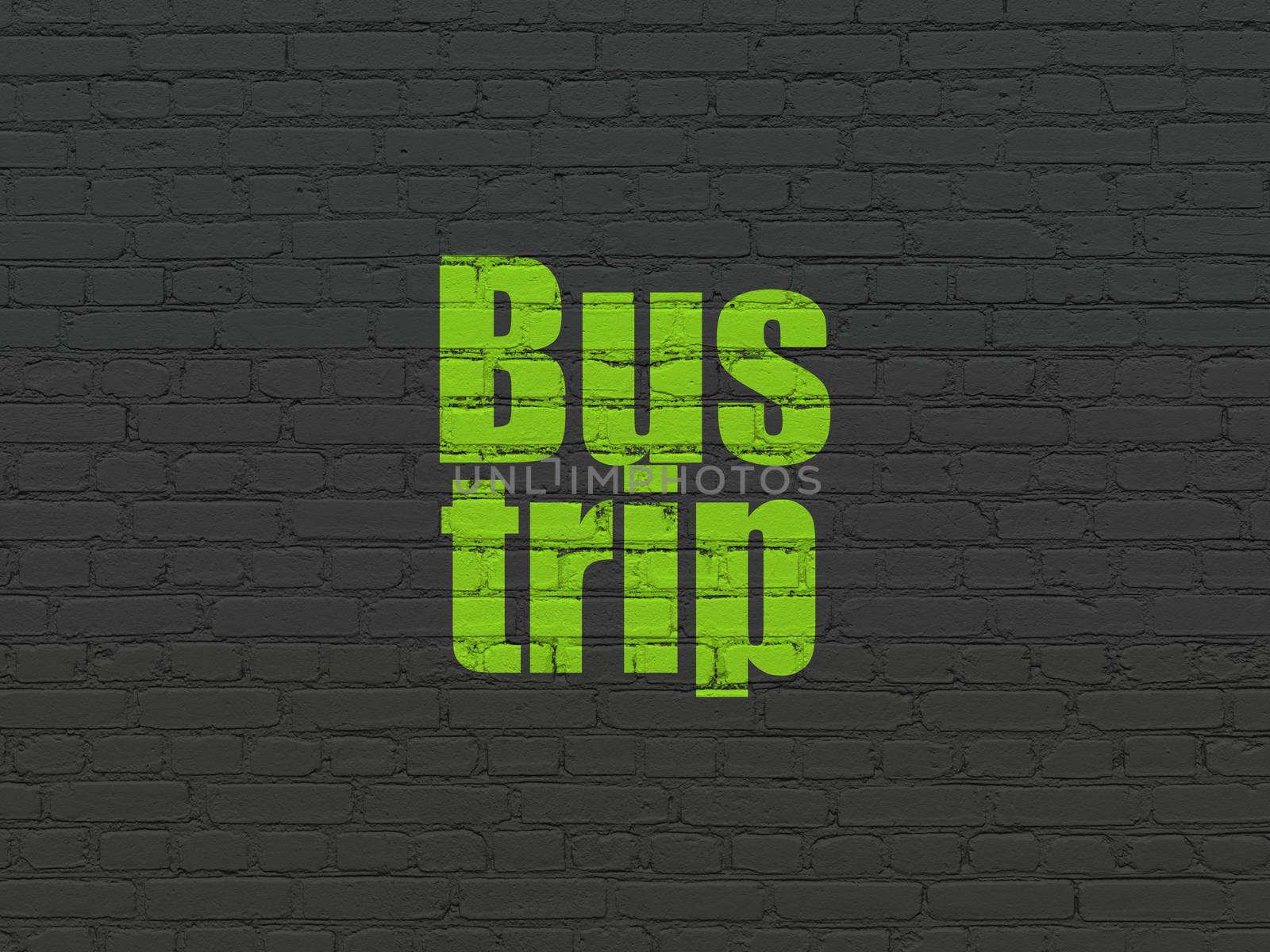 Vacation concept: Bus Trip on wall background by maxkabakov