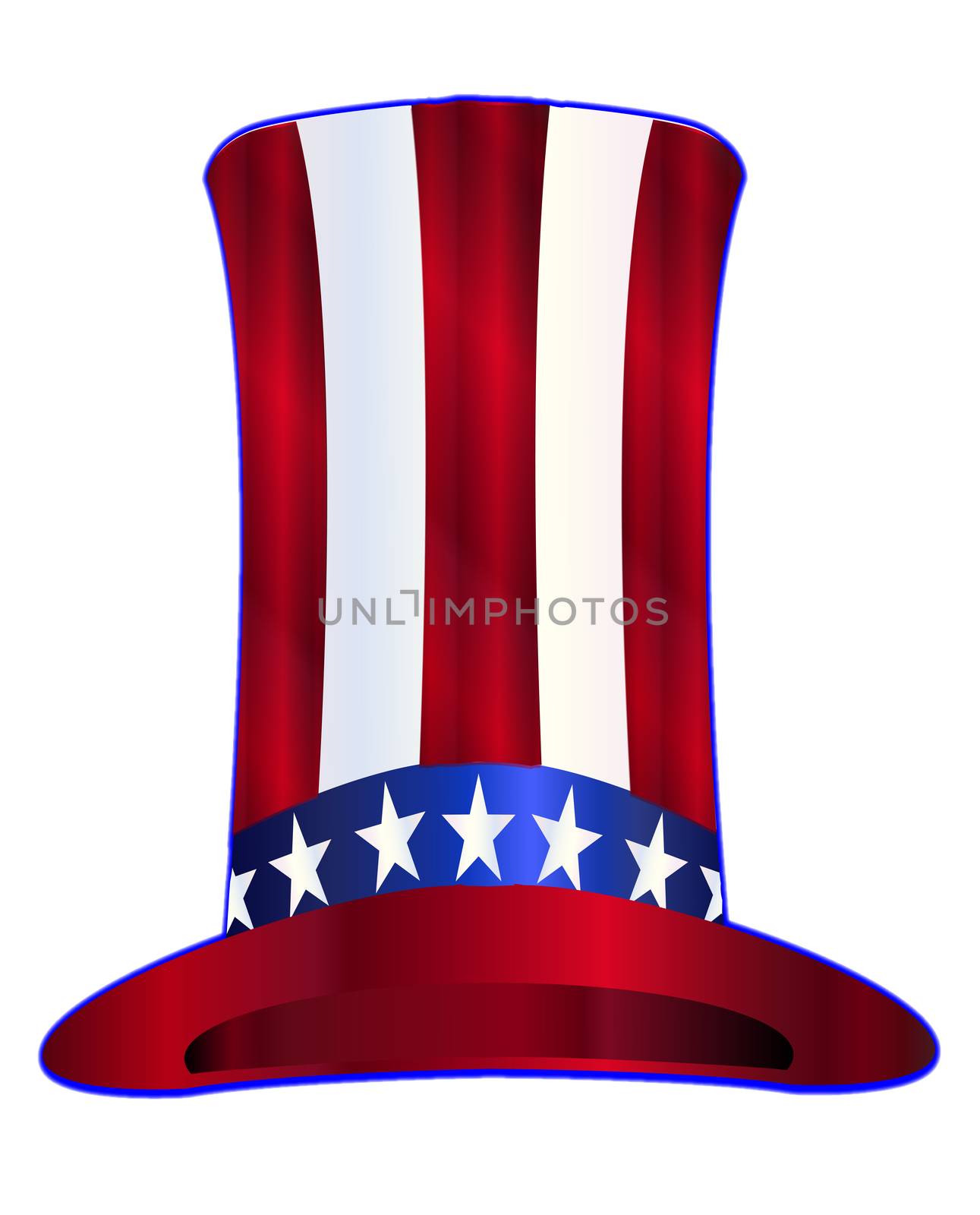 Red white and blue stars and stripes Uncle Sam tall hat