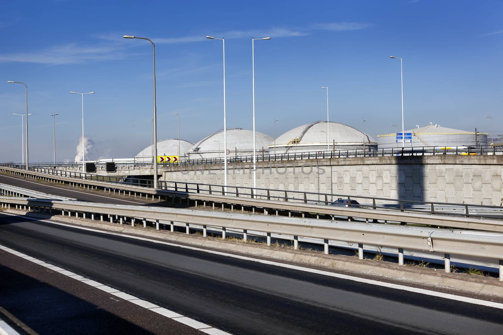 Storage tanks and infrastructure in the port of Rotterdam, in the Netherlands