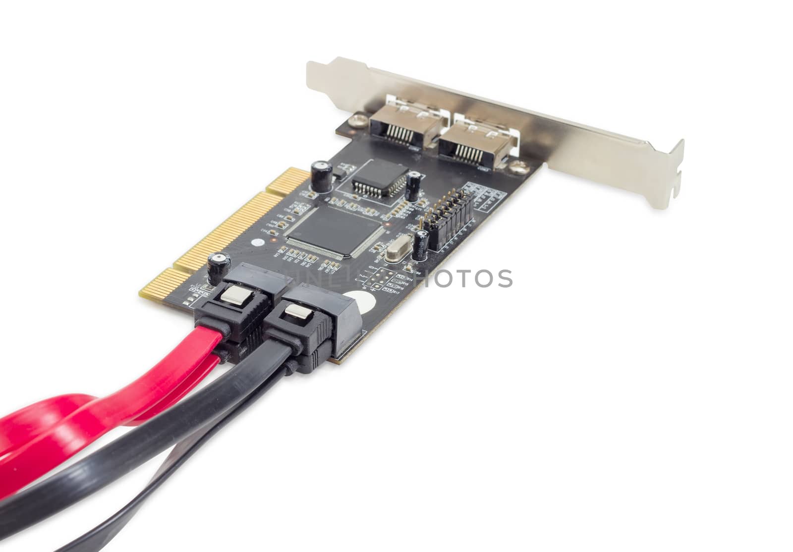 Disk array controller card with connected data cables by anmbph