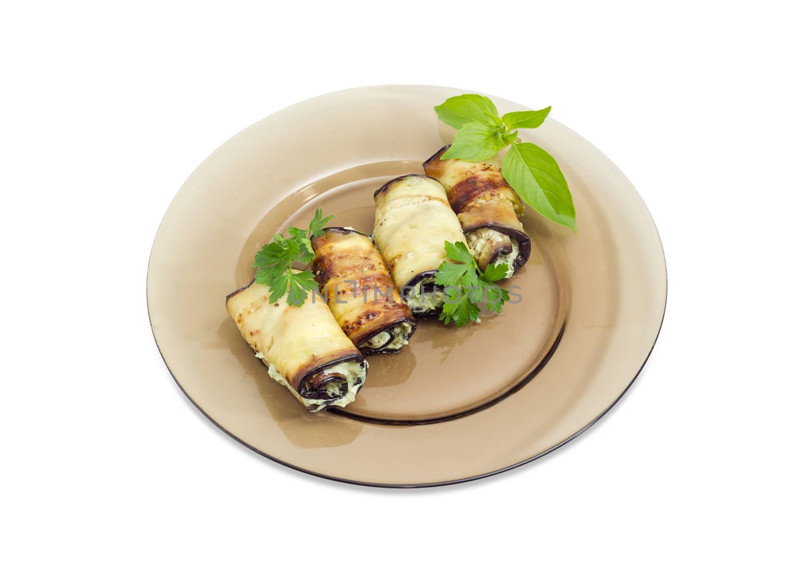 Eggplant rolls with tuna and processed cheese filling  by anmbph