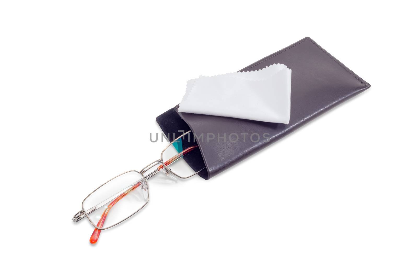 Modern classic men's eyeglasses in soft glasses case