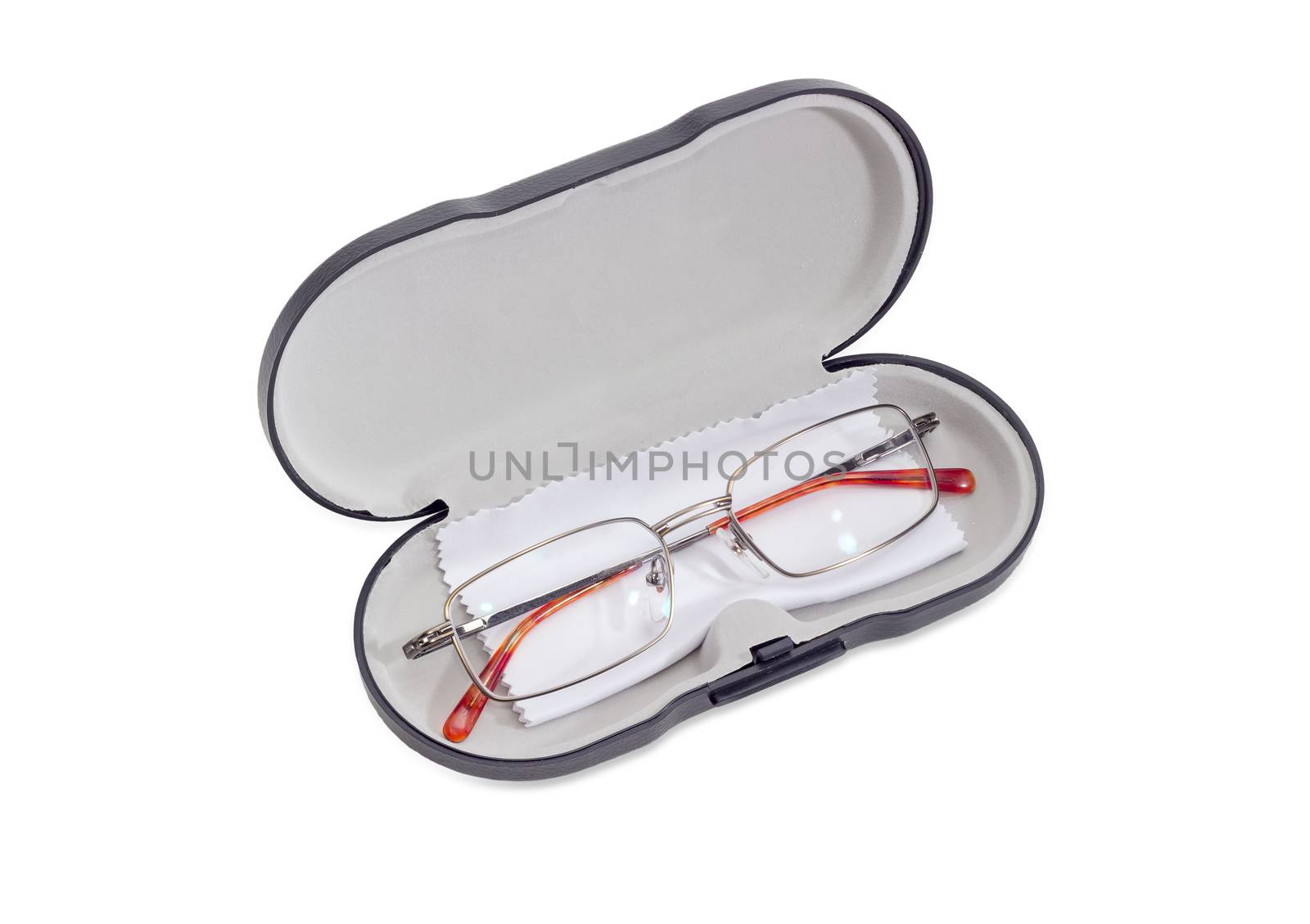Modern classic men's eyeglasses in hard glasses case