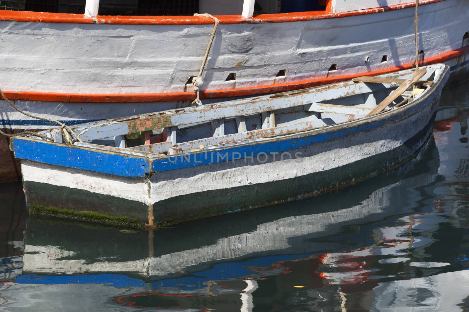 Picturesque boats at the floating market in Willemstad on Curacao