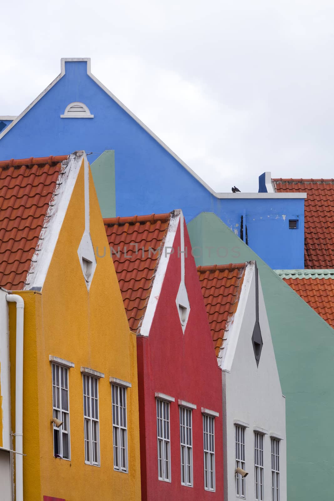 Colorful houses and building in Willemstad on Curacao