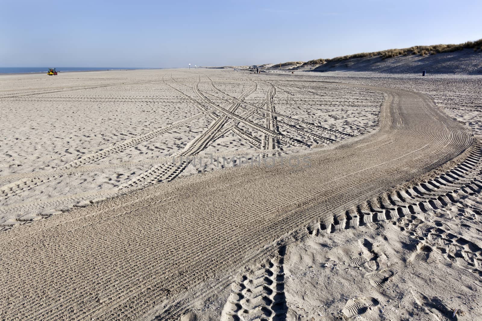 Leveling tracks on the beach of Hoek van Holland in the Netherlands