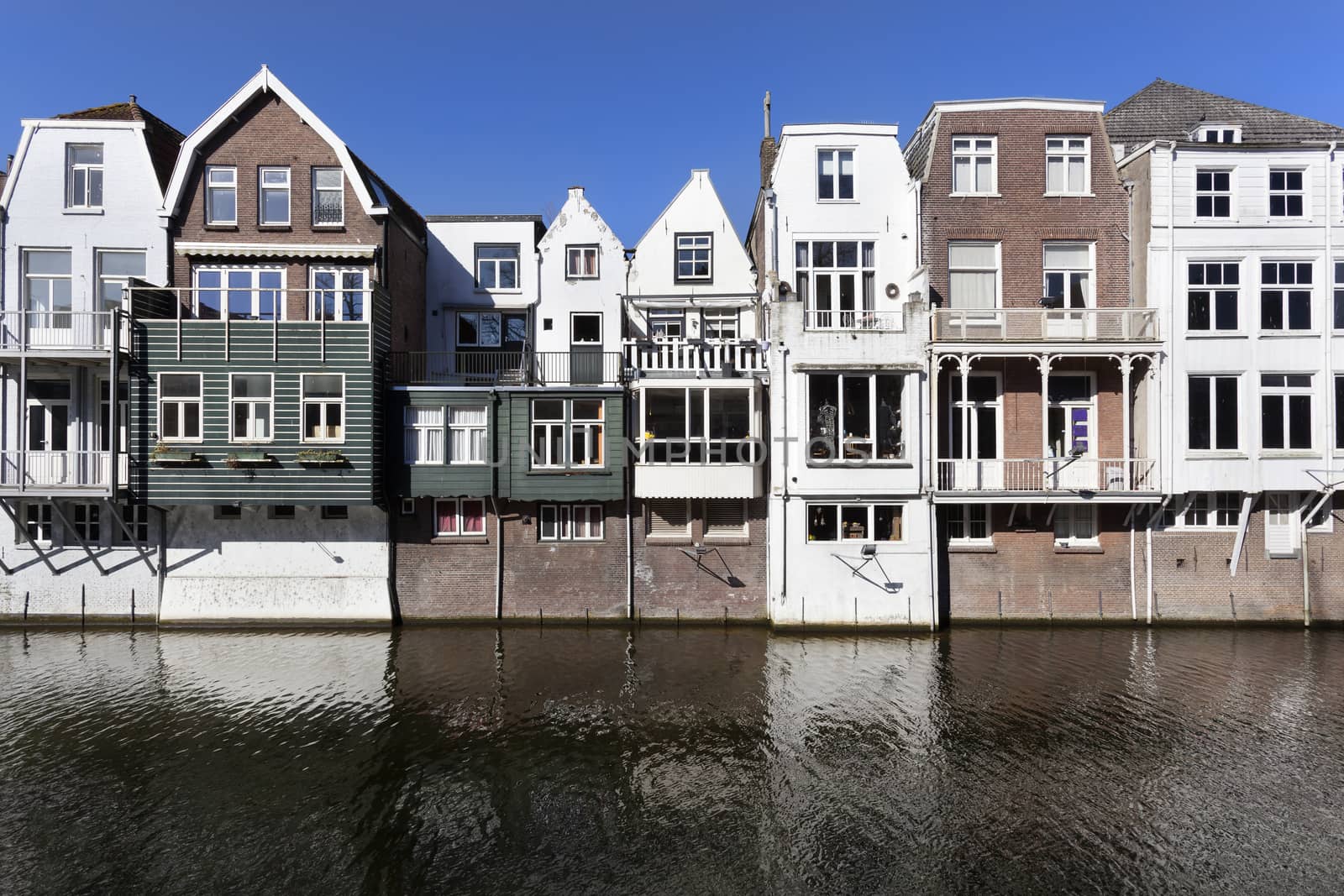 Traditional canal houses in Gorinchem in the Netherlands