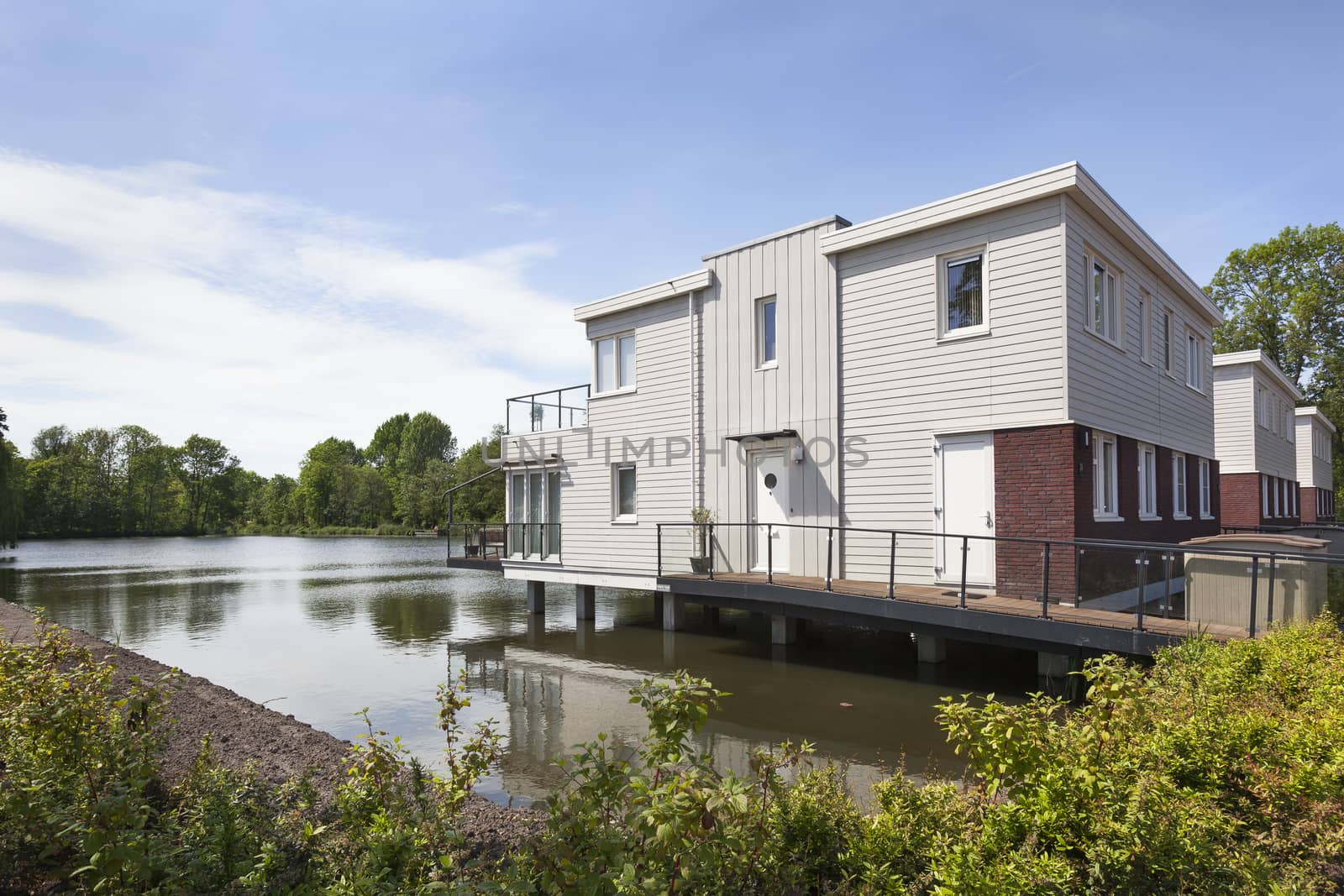 Houses built on piles in the water