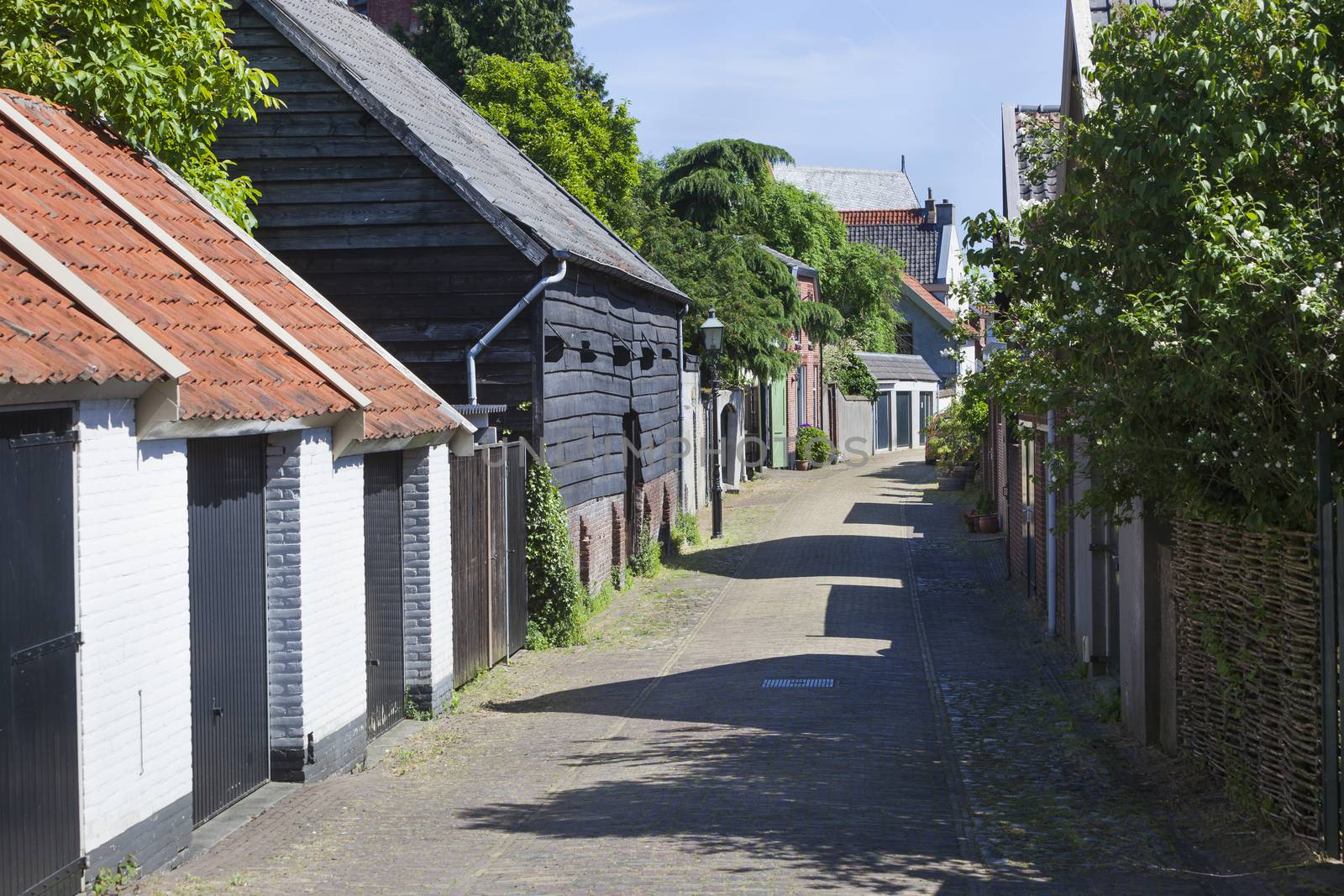 Old cozy street in Buren in the Netherlands