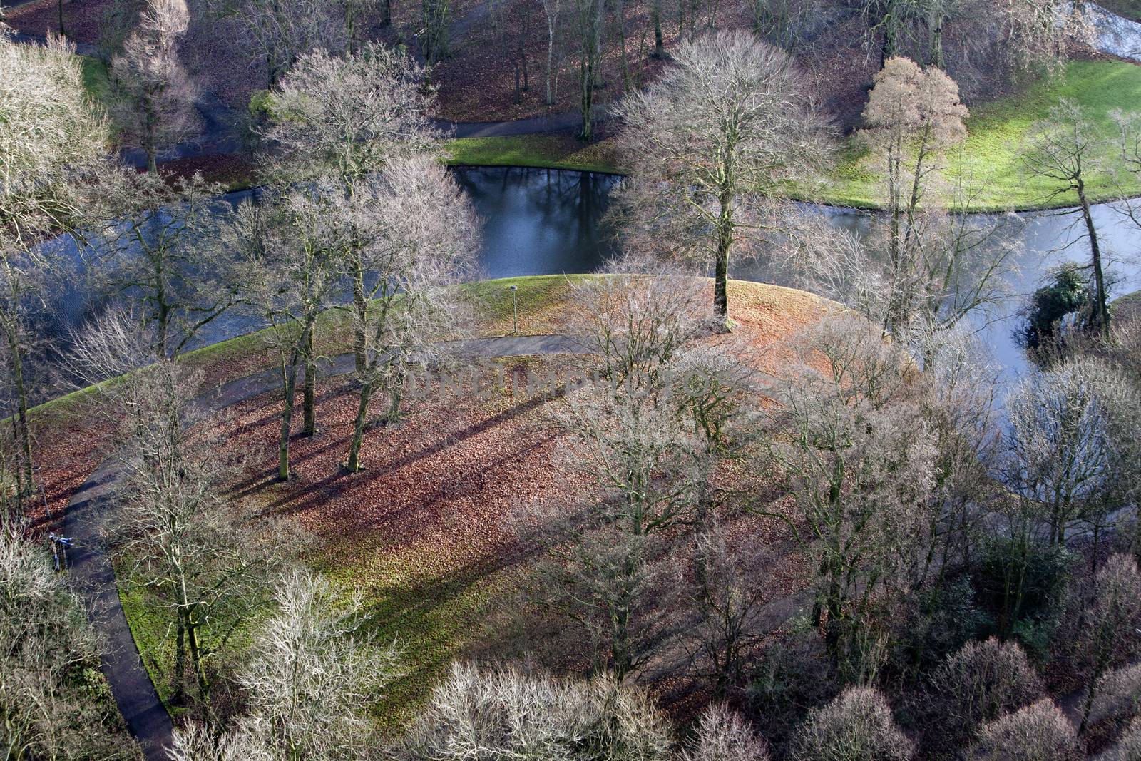 Aerial view of “Het Park” in Rotterdam on a windy sunny day in December. No manipulations. Just the normal corrections without changing the colors  or saturation