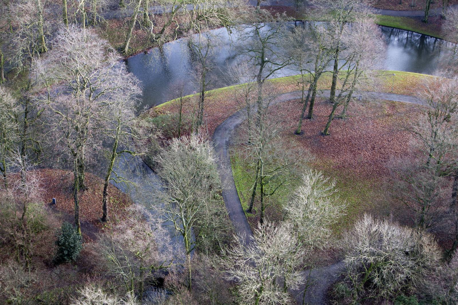 Aerial view of “Het Park” in Rotterdam on a windy sunny day in December. No manipulations. Just the normal corrections without changing the colors  or saturation