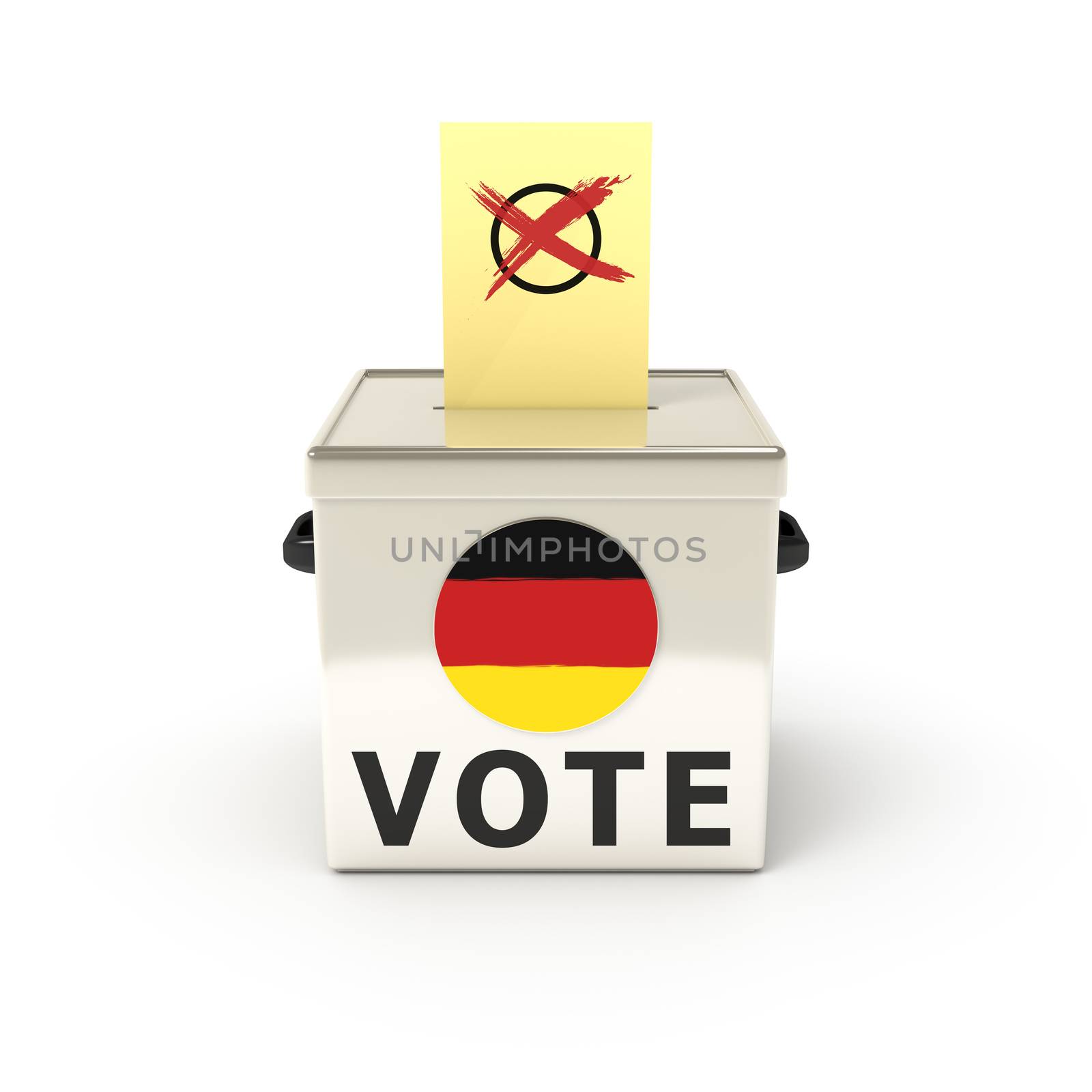 3d illustration of a ballot box german election