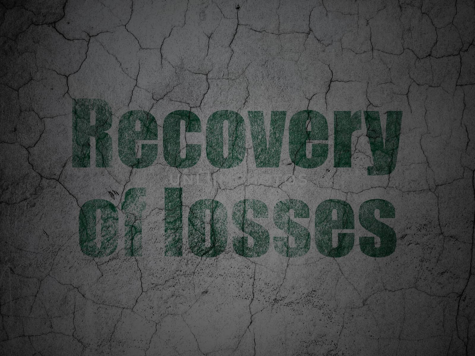 Currency concept: Green Recovery Of losses on grunge textured concrete wall background