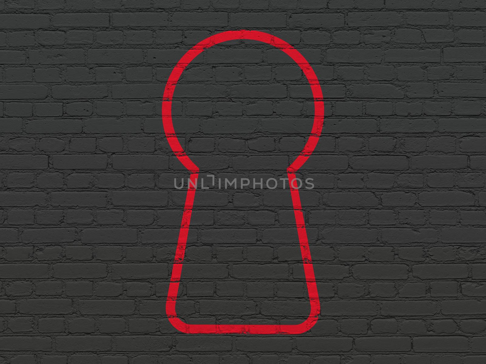 Protection concept: Keyhole on wall background by maxkabakov