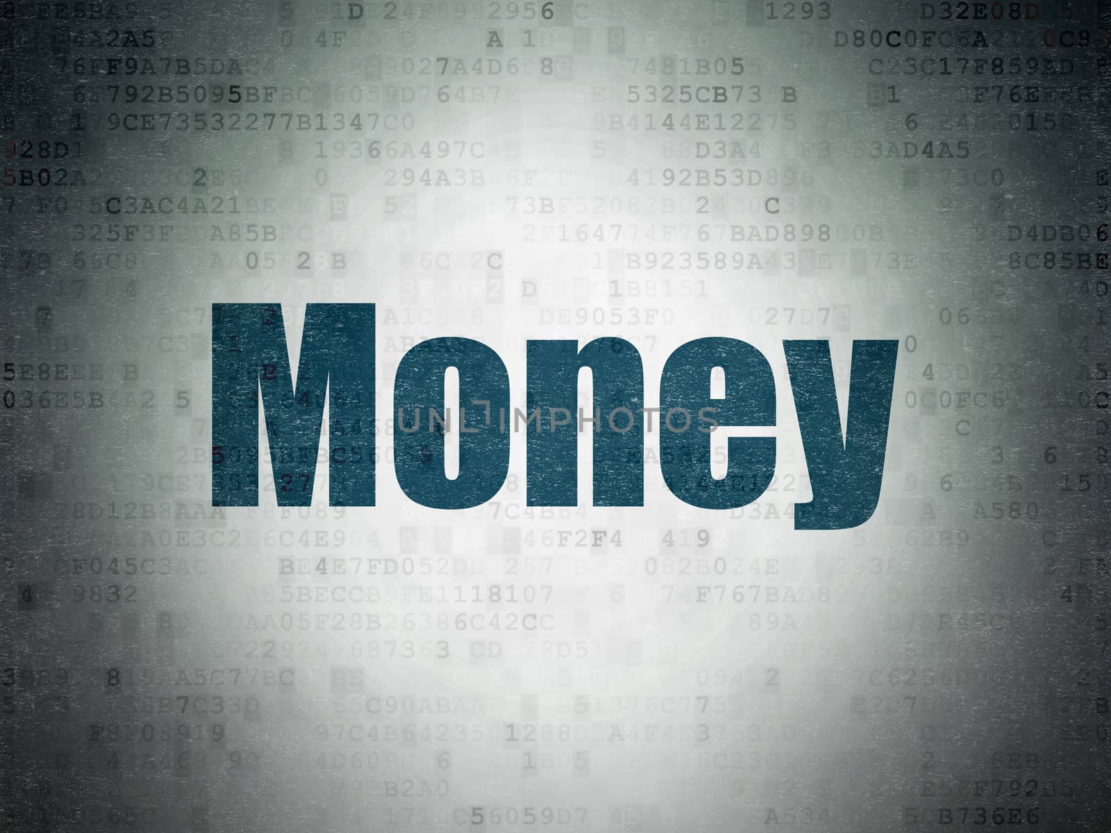 Finance concept: Painted blue word Money on Digital Data Paper background