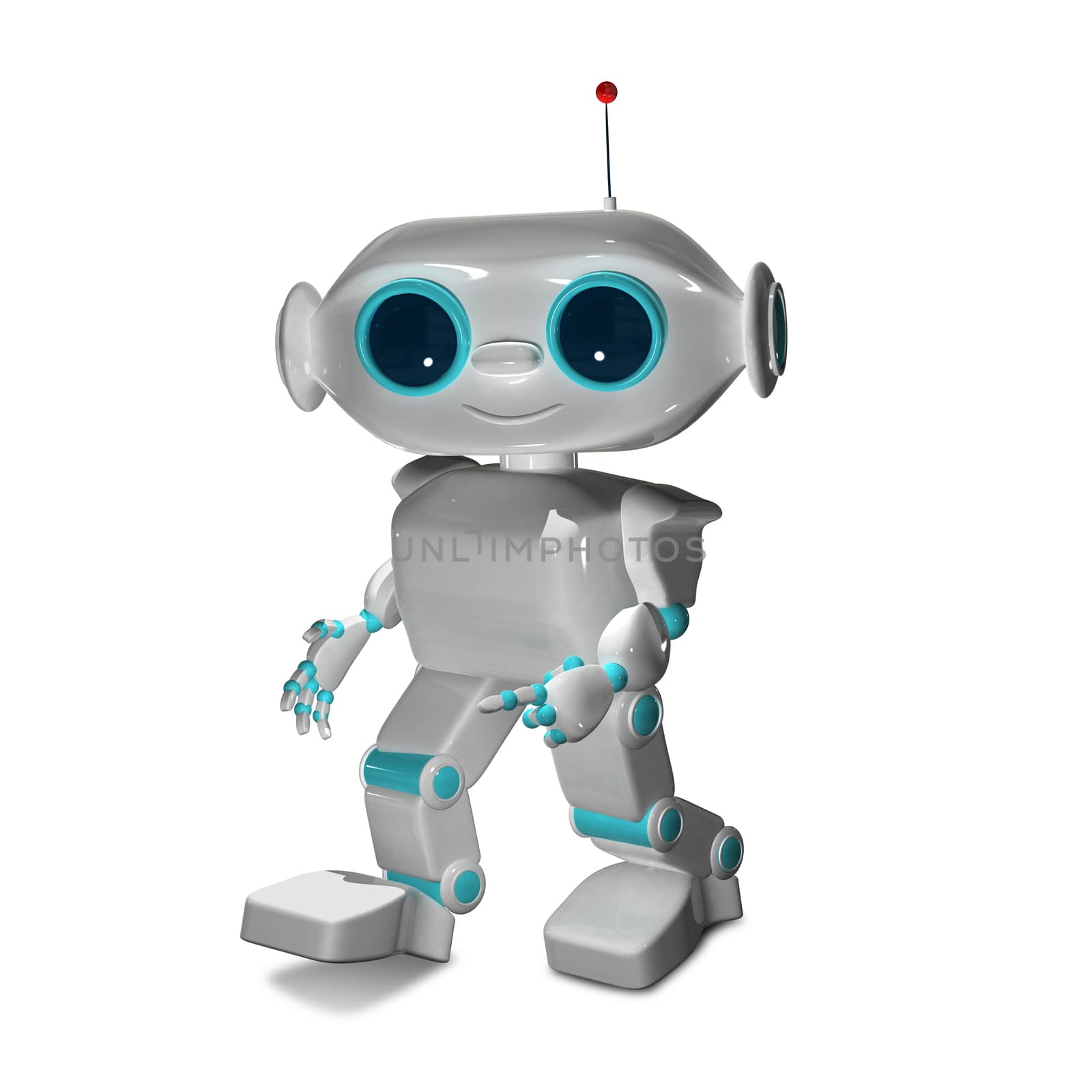 3D Illustration The Little White Robot by brux