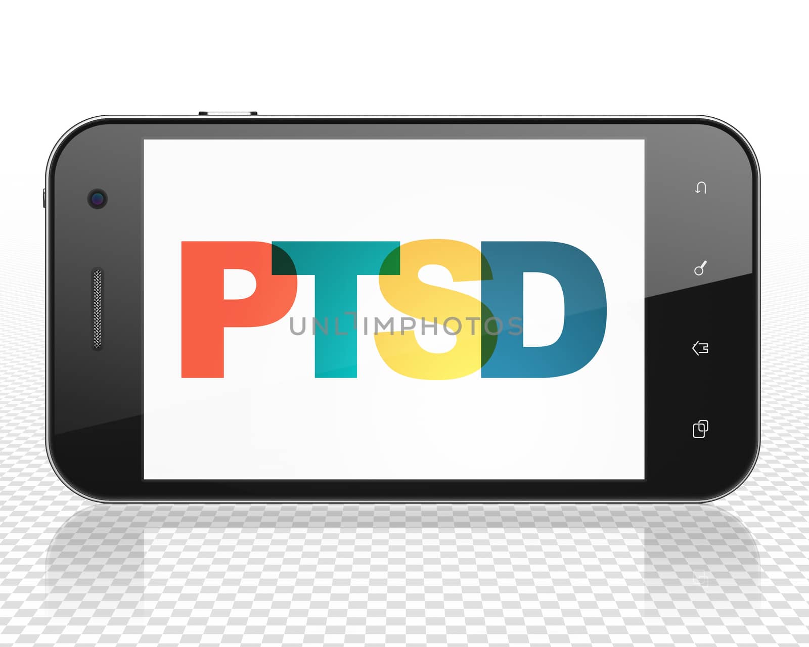 Healthcare concept: Smartphone with PTSD on  display by maxkabakov