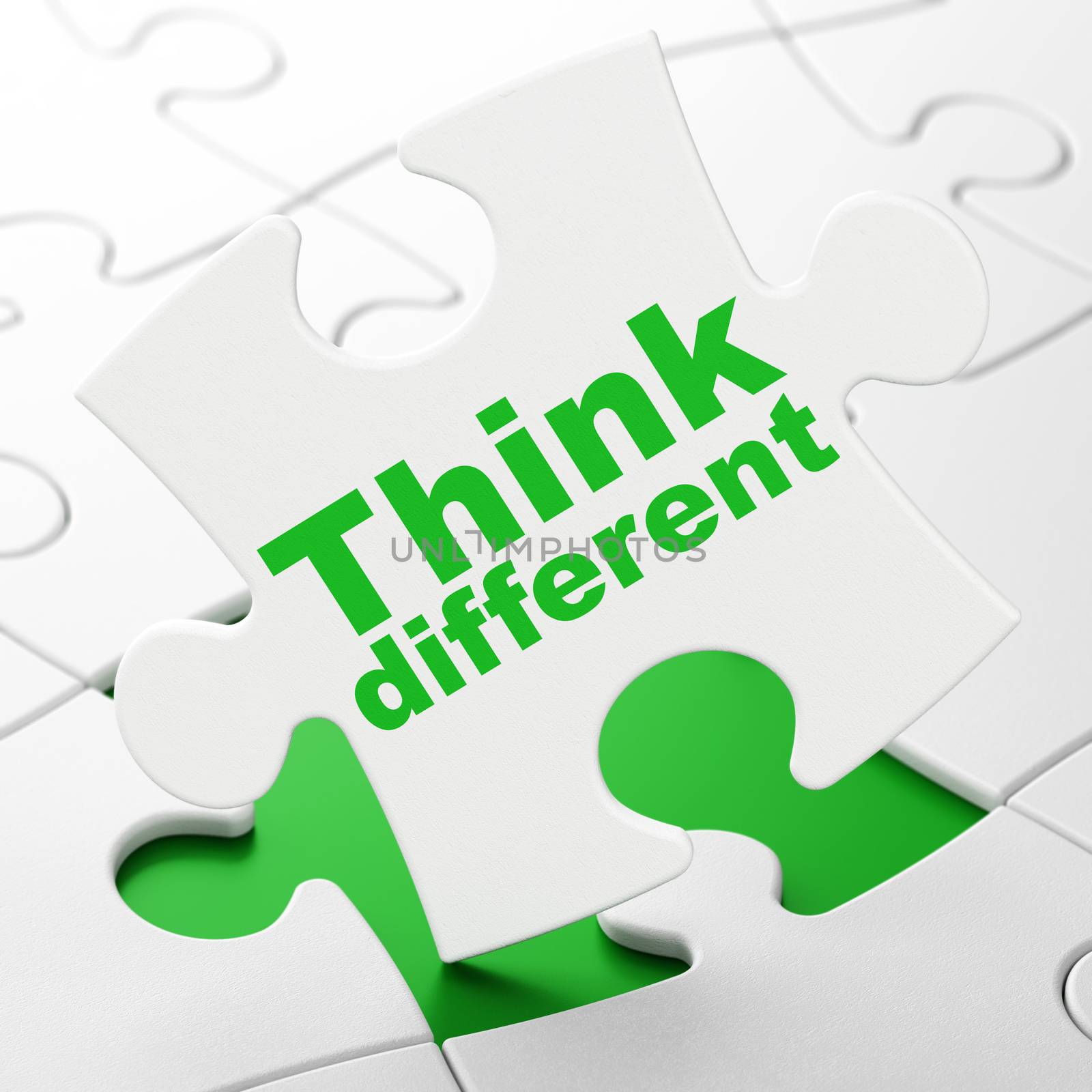 Education concept: Think Different on puzzle background by maxkabakov