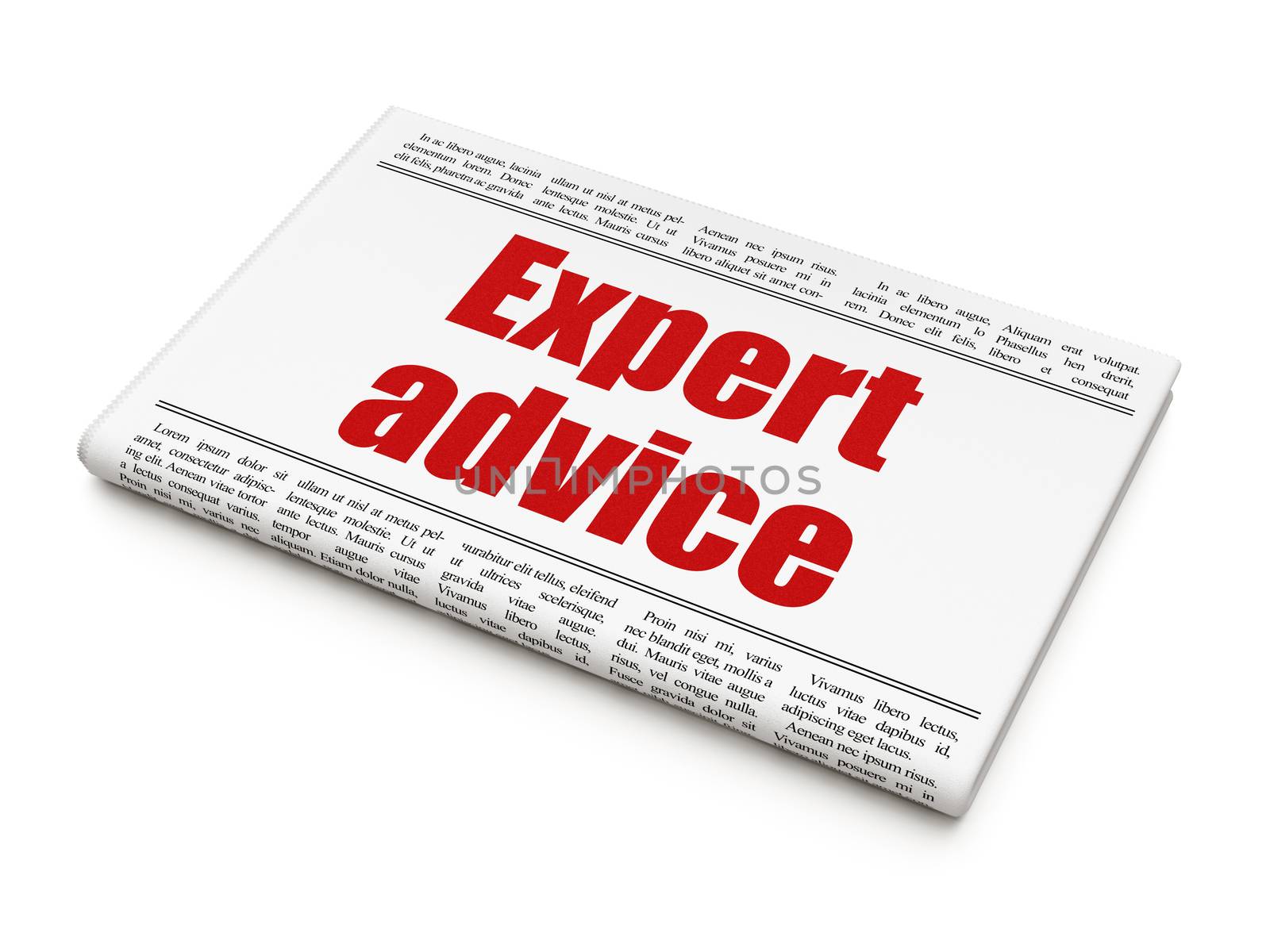Law concept: newspaper headline Expert Advice on White background, 3D rendering
