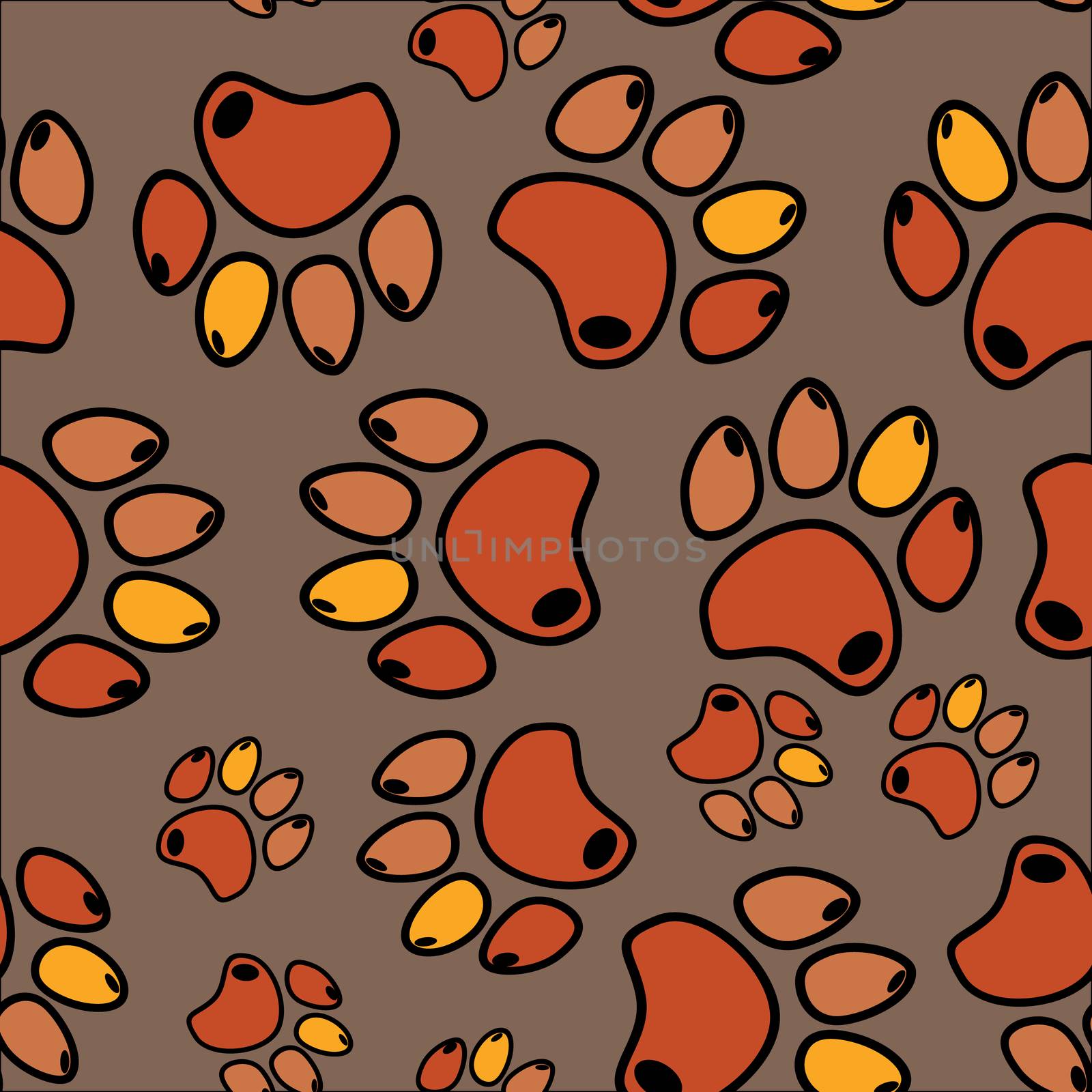 Cat or dog paw seamless pattern - animal footprint texture.