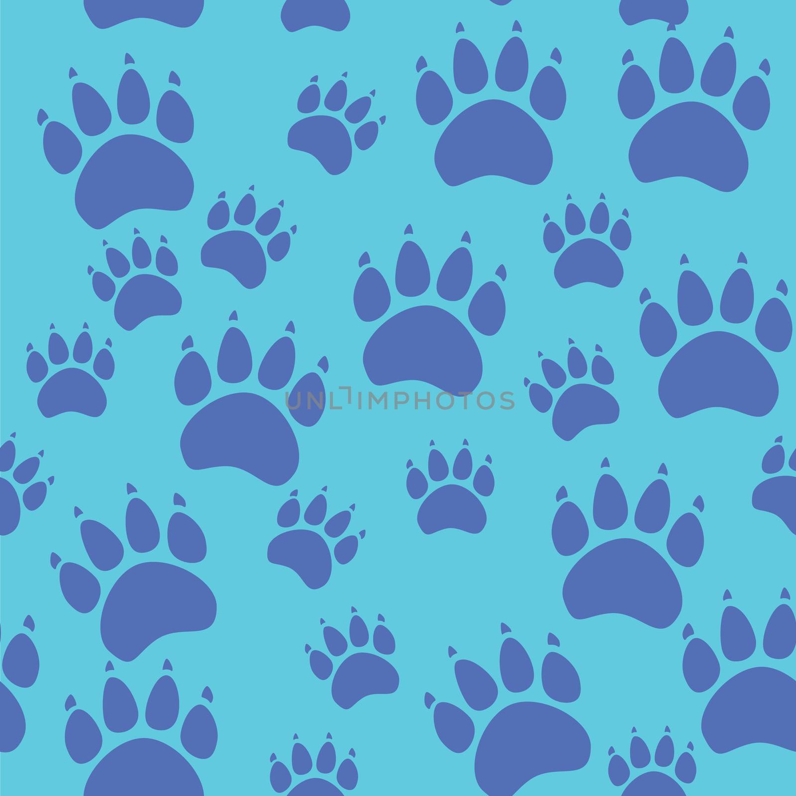 Cat or dog paw seamless pattern - animal footprint texture.
