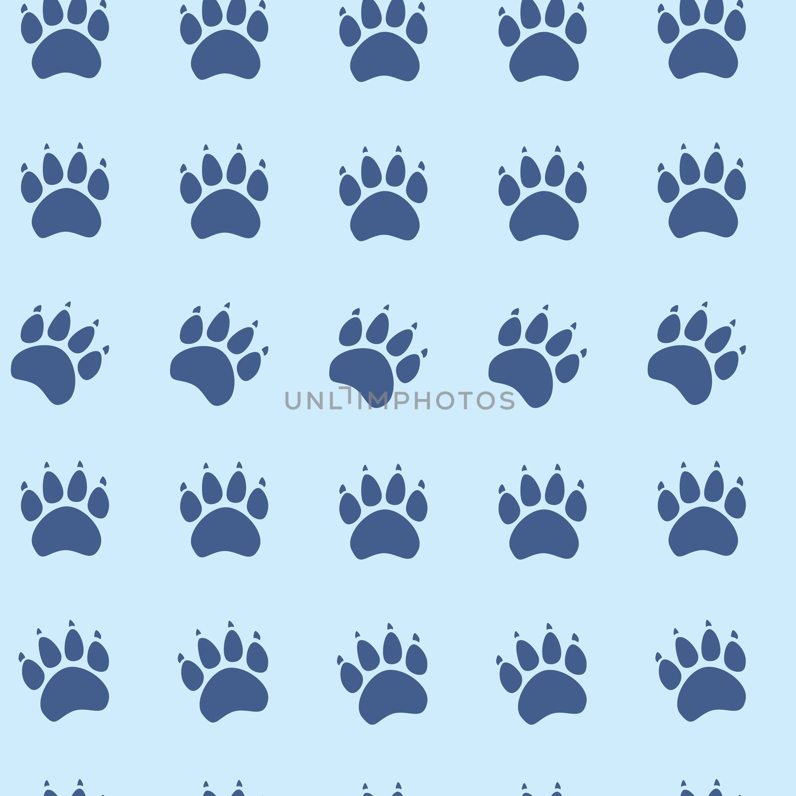 Cat or dog paw seamless pattern - animal footprint texture.