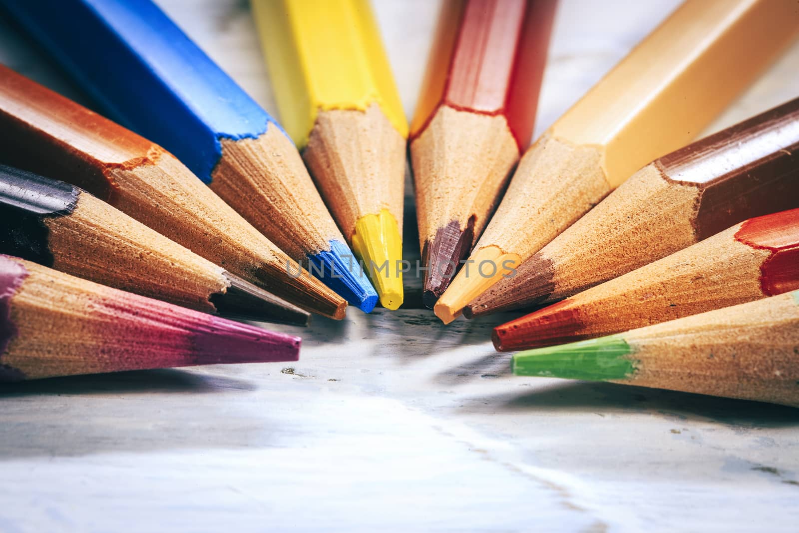 Group of color pencils in black and white by nachrc2001