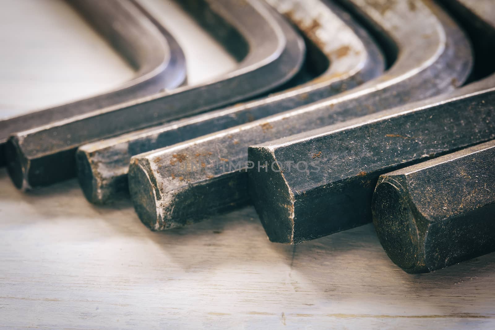 Group of  old oxide old tools.