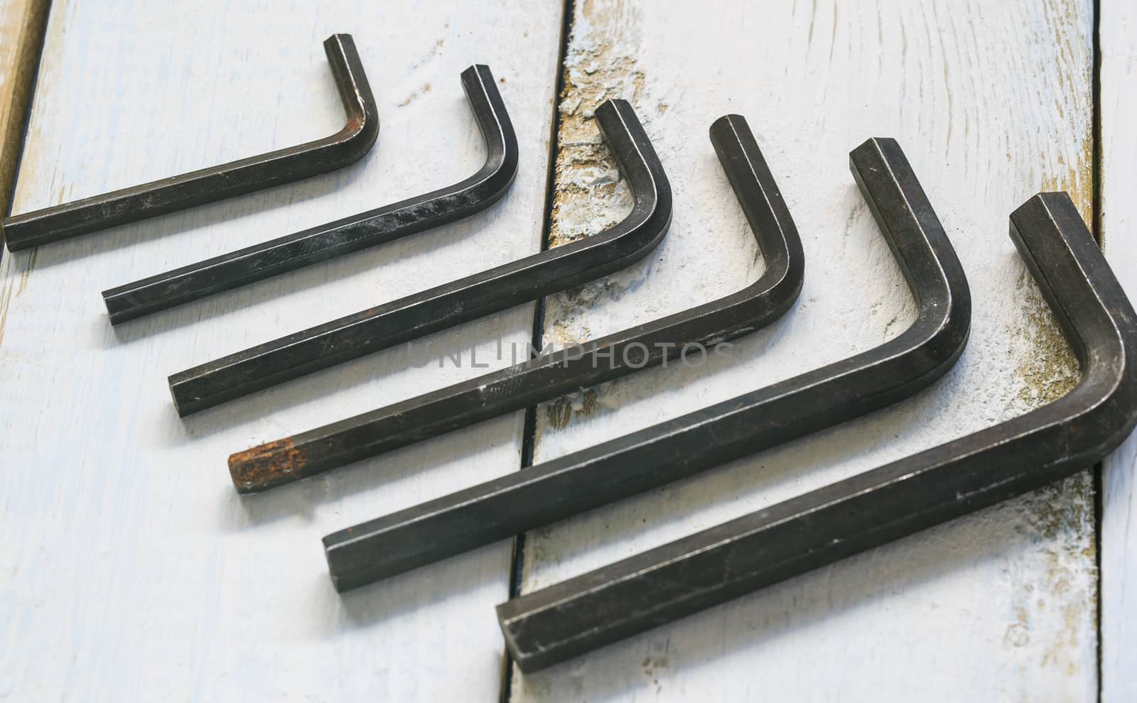 Group of  old oxide old tools.