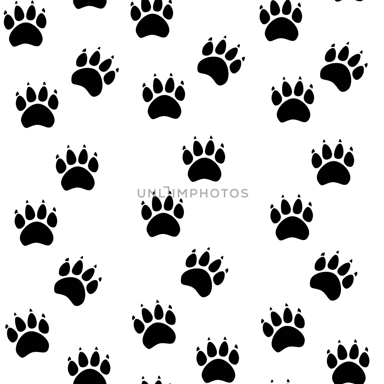 Cat or dog paw seamless pattern - animal footprint texture.