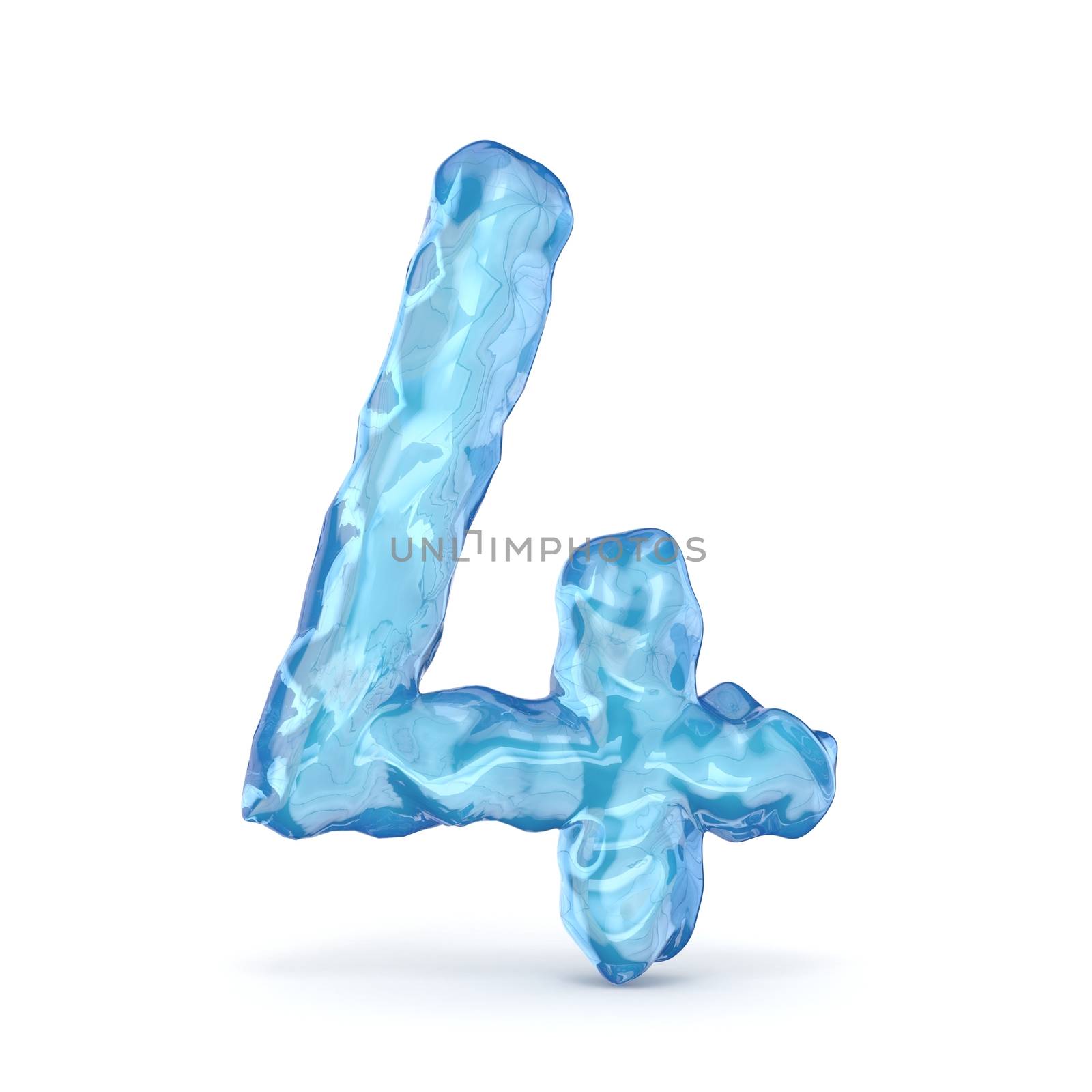 Ice font number 4 FOUR 3D render illustration isolated on white background