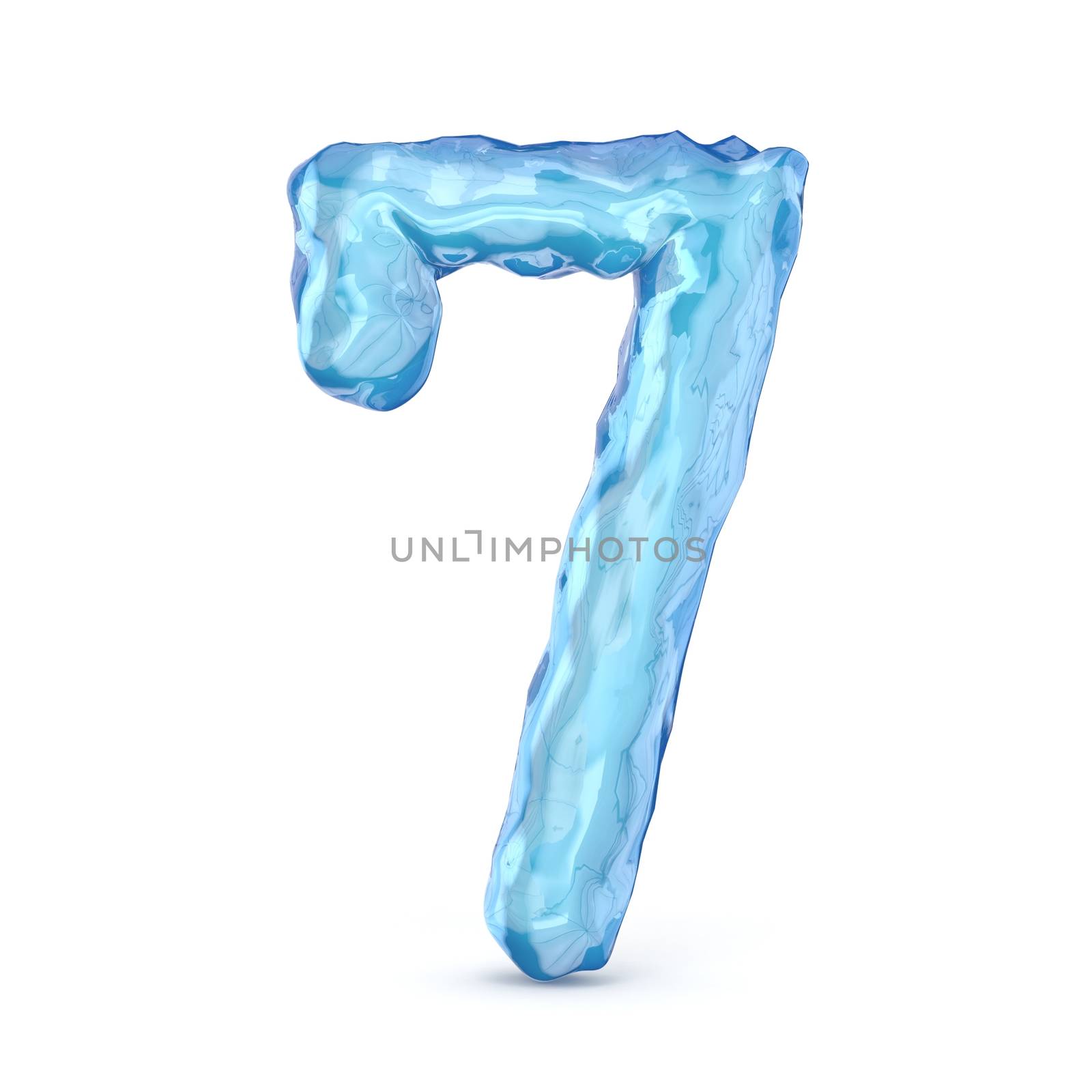 Ice font number 7 SEVEN 3D render illustration isolated on white background