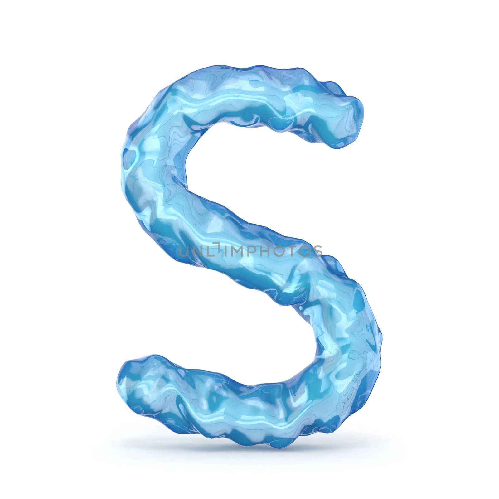 Ice font letter S 3D render illustration isolated on white background