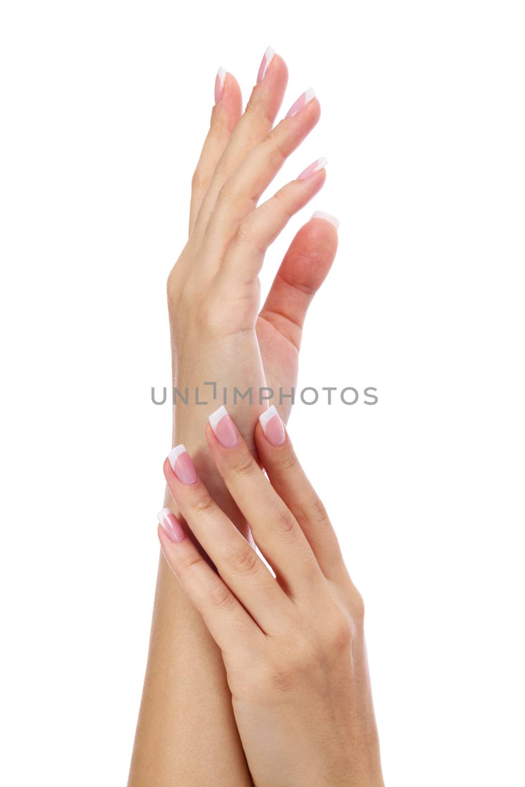 Closeup shot of woman's hands with french manicure and clean and by Nobilior