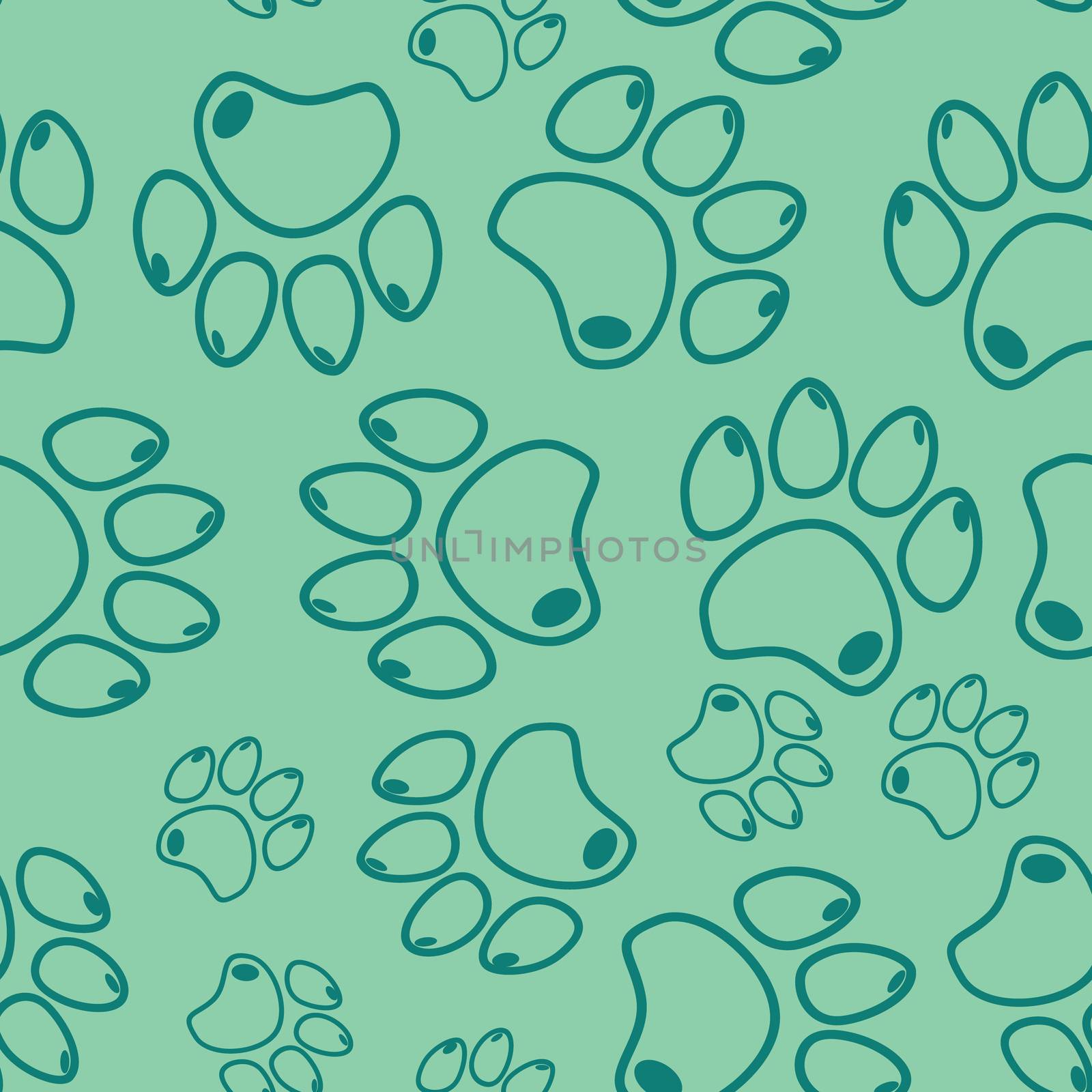 Cat or dog paw seamless pattern - animal footprint texture.