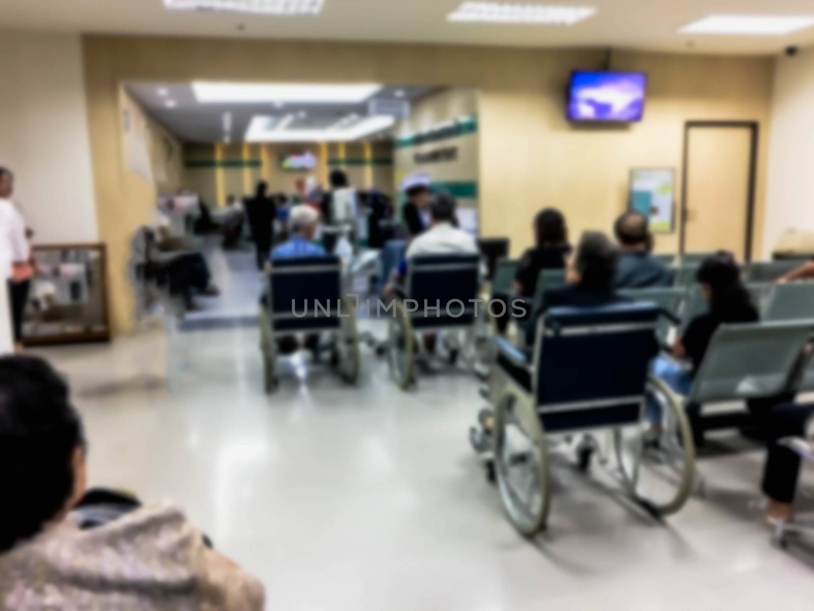 Blurry people in the hospital