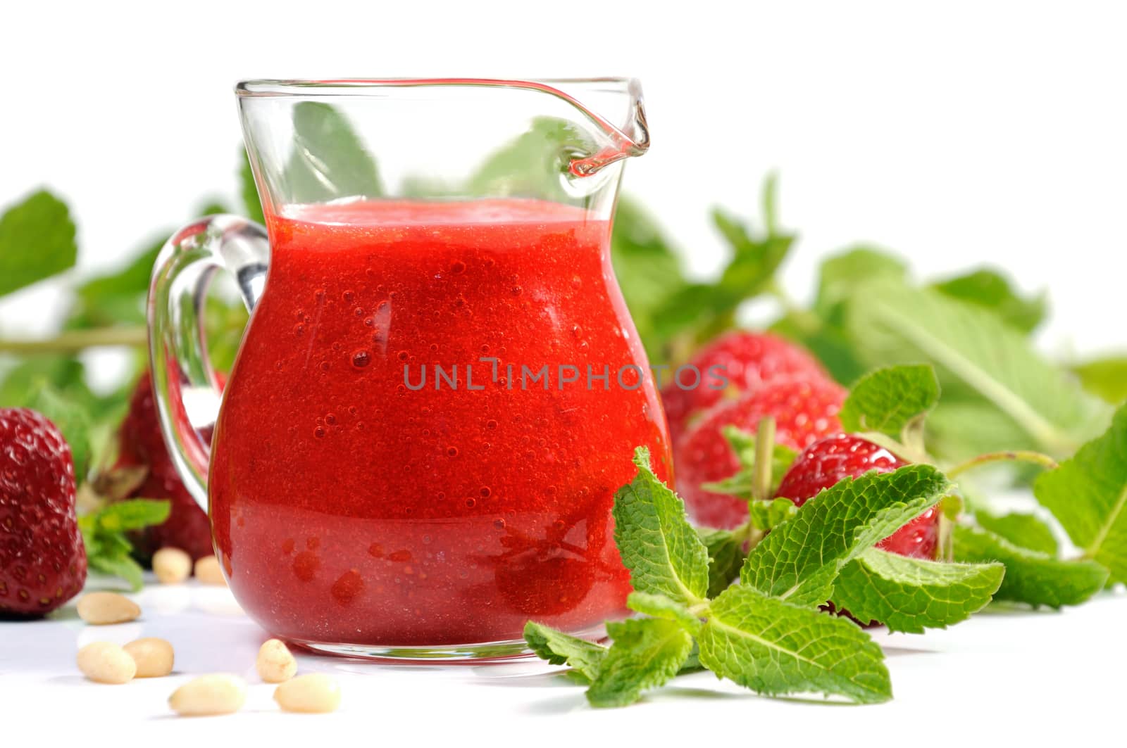 Strawberry fresh sauce with mint and lime.