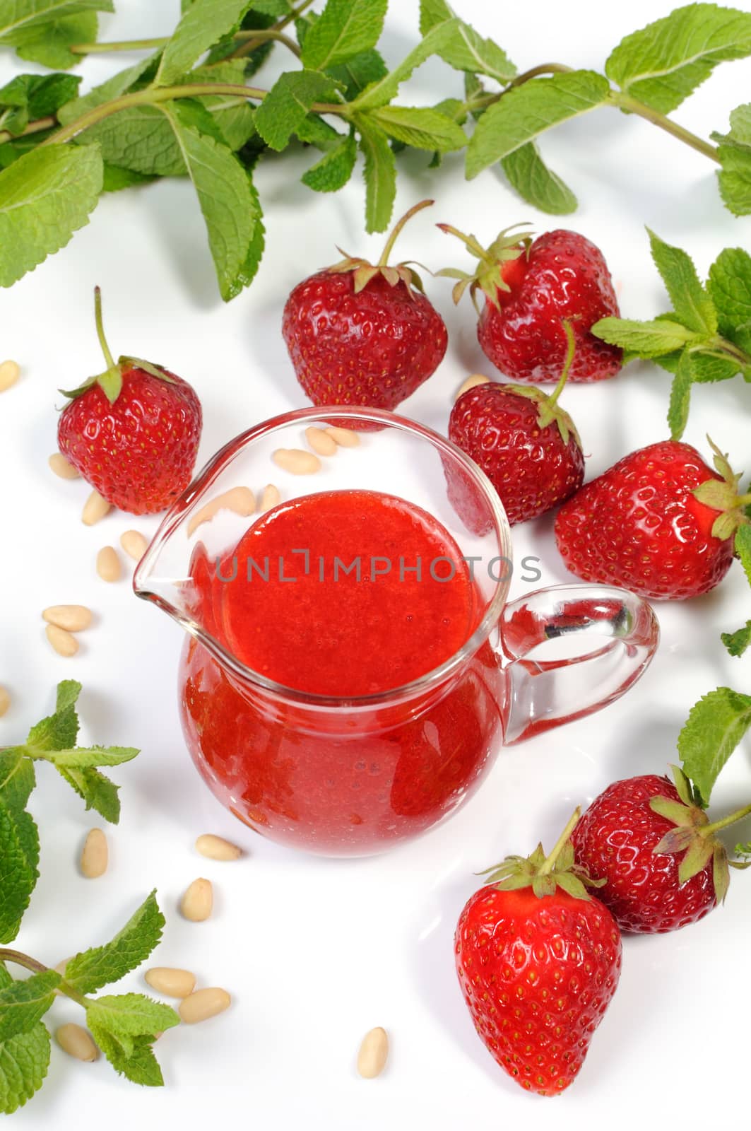 Strawberry fresh sauce with mint and lime.